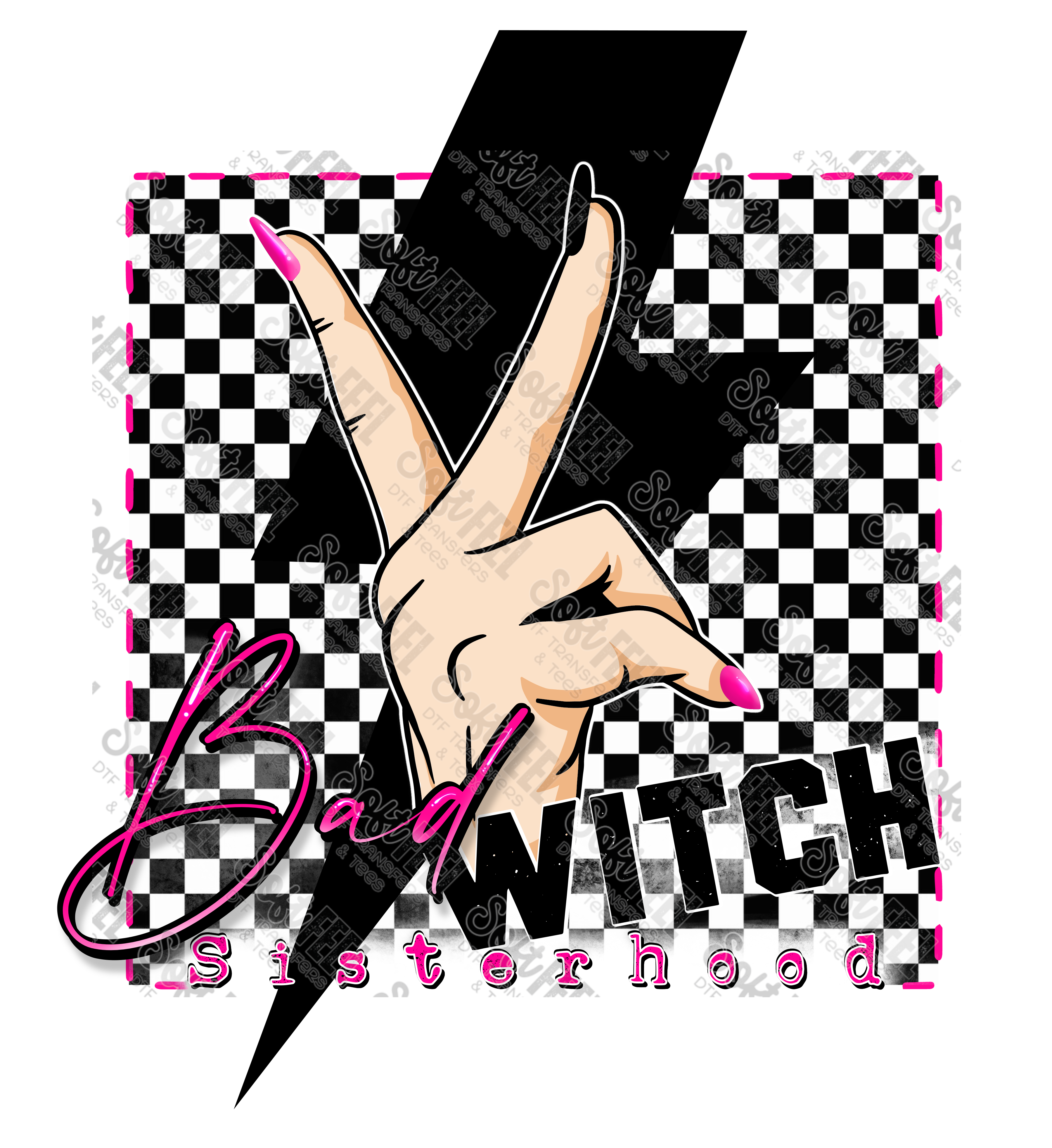 Pink Bad Witch Sisterhood - Halloween - Direct To Film Transfer / DTF - Heat Press Clothing Transfer
