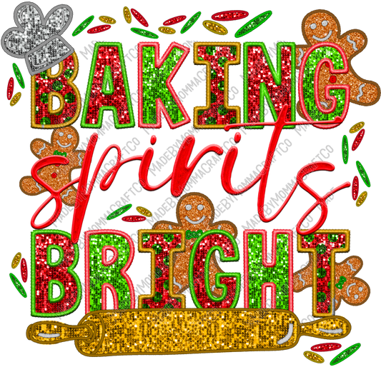 Baking Spirits Bright - Faux Embroidery - Cheat Clear Waterslide™ or White Cast Sticker