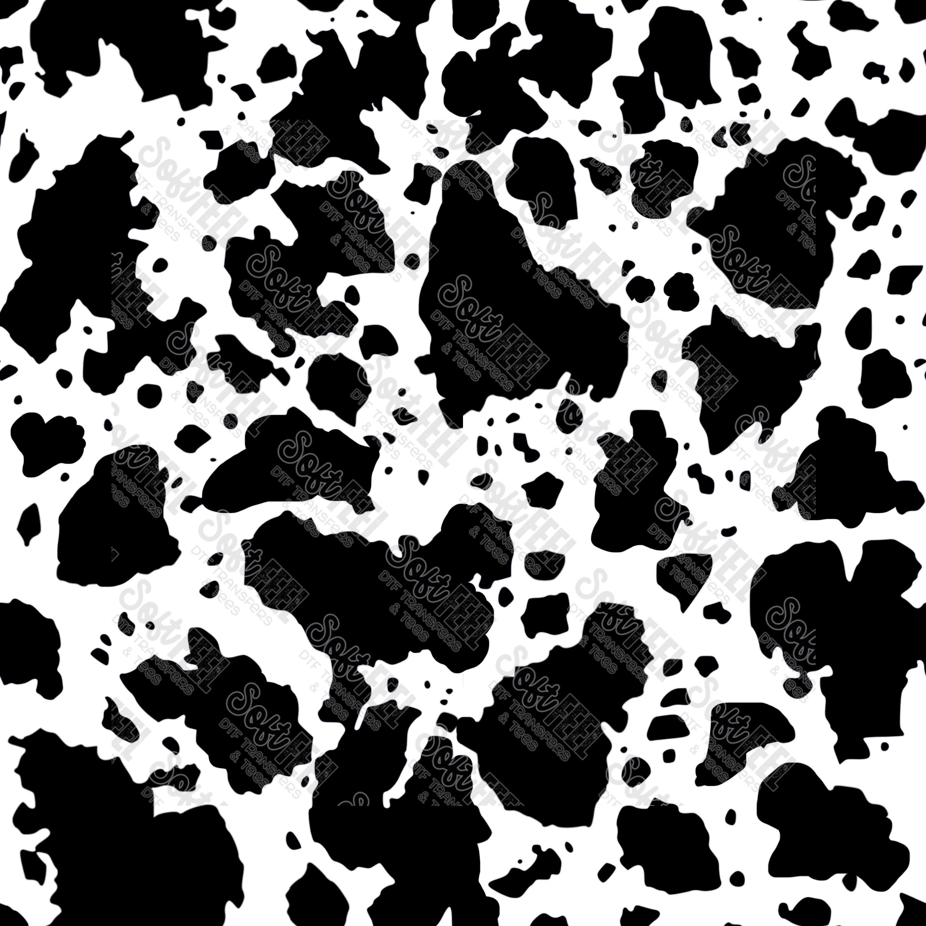 B&amp;W cow print - Patches &amp; Patterns - Direct To Film Transfer / DTF - Heat Press Clothing Transfer