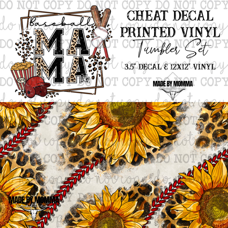 Baseball Mama Sunflowers - Vinyl &amp; Decal Tumbler Set