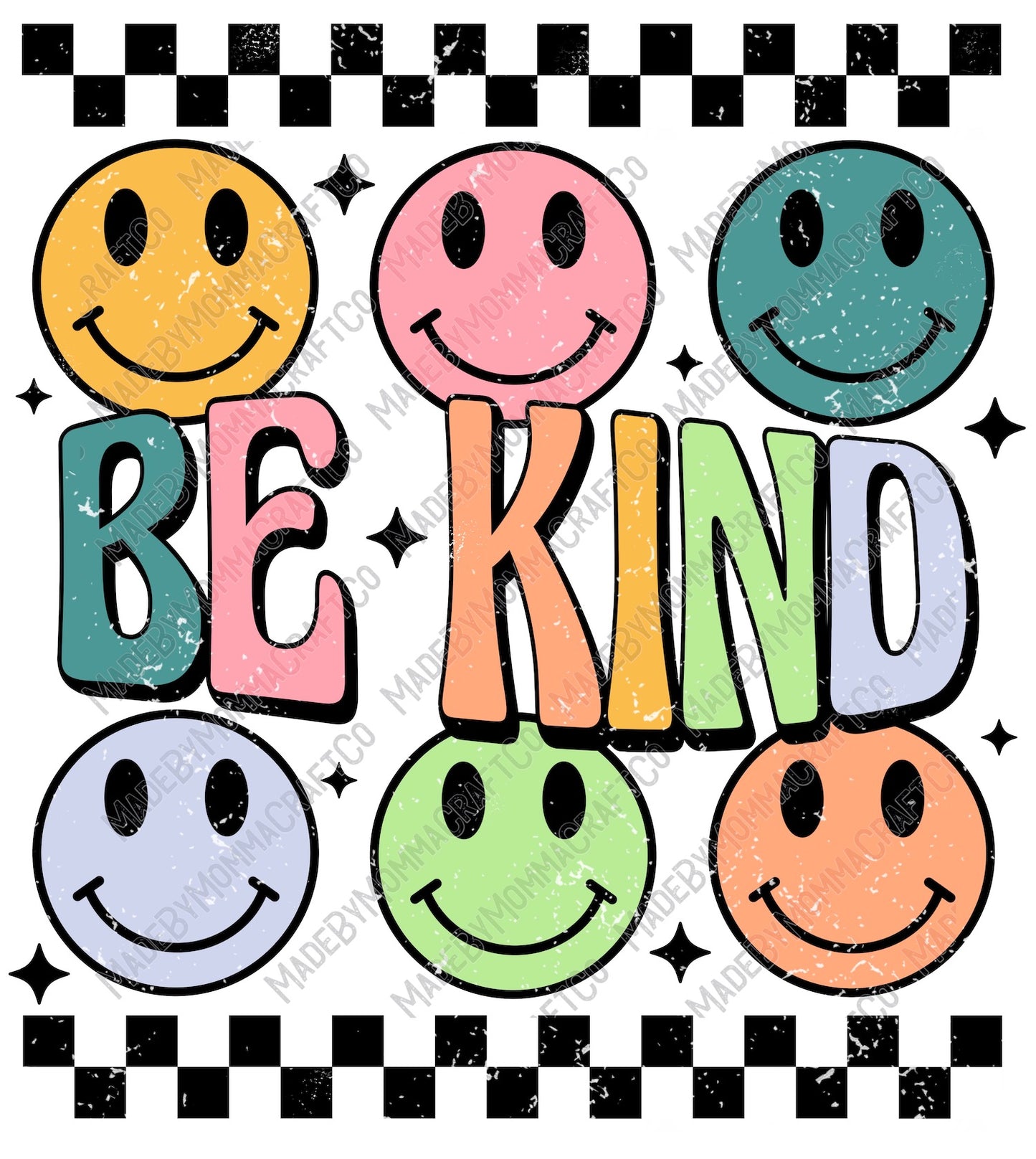 Be Kind Retro Smiley Face - Cheat Clear Waterslide™ or White Cast Sticker