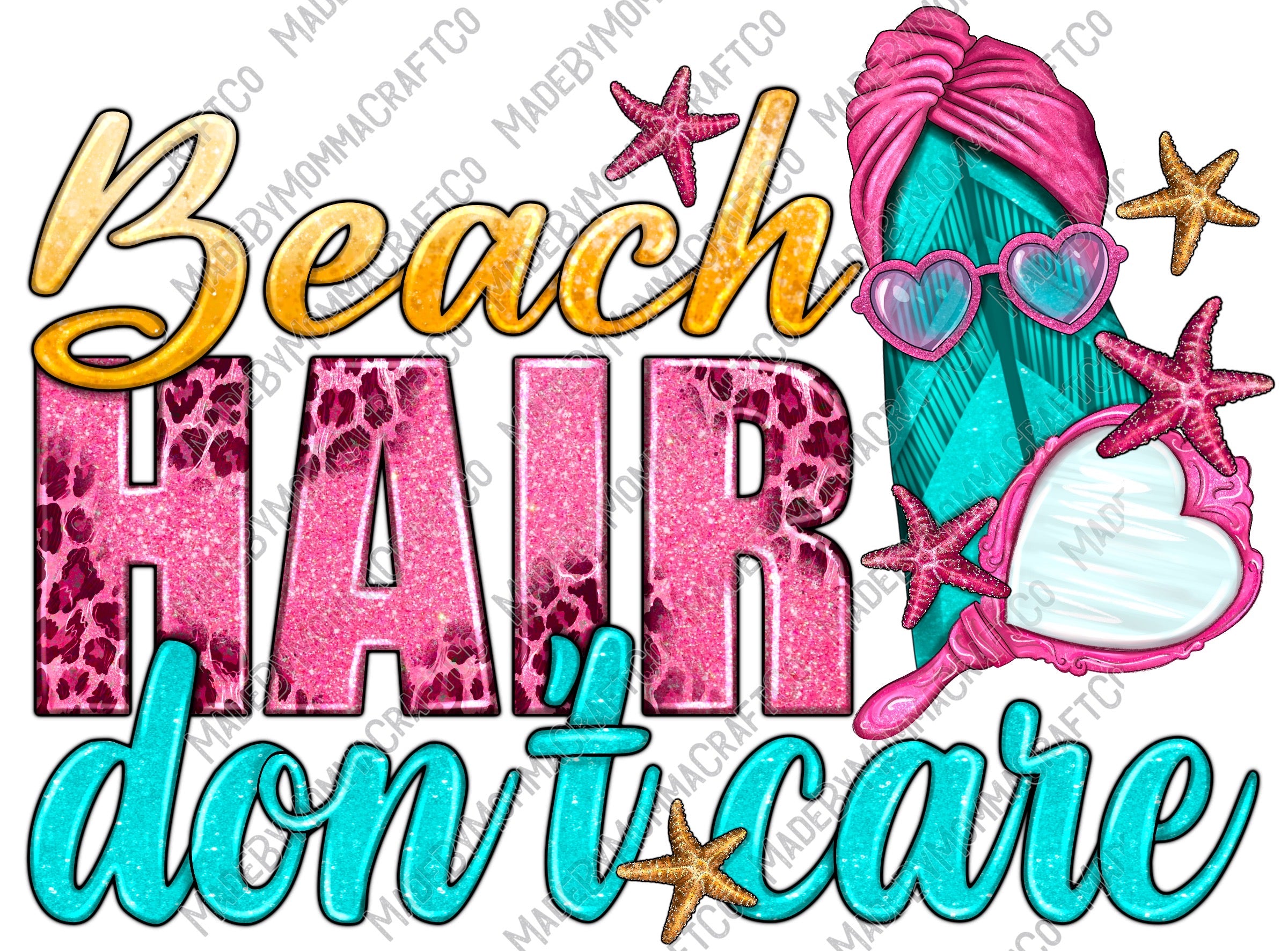 Beach Hair Don&#39;t Care - Outdoors / Women&#39;s / Summer - Cheat Clear Waterslide™ or White Cast Sticker