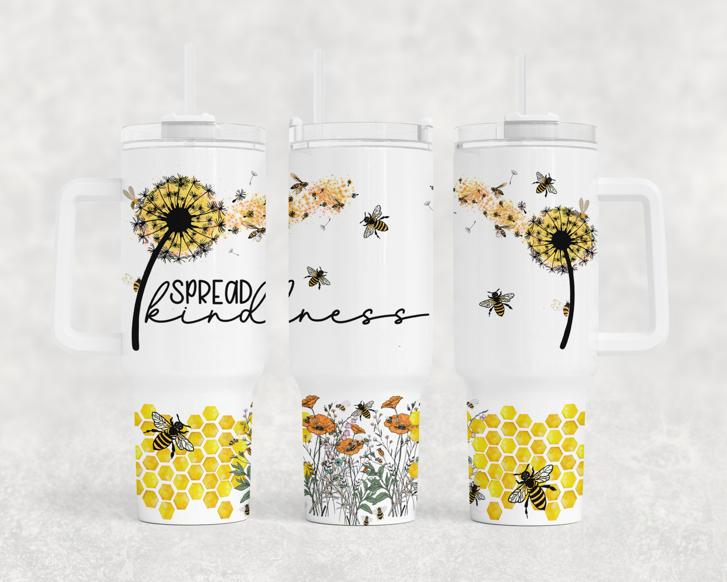 Bee Kindness - 40oz Handle Tumbler - Sublimation or Waterslide Wrap