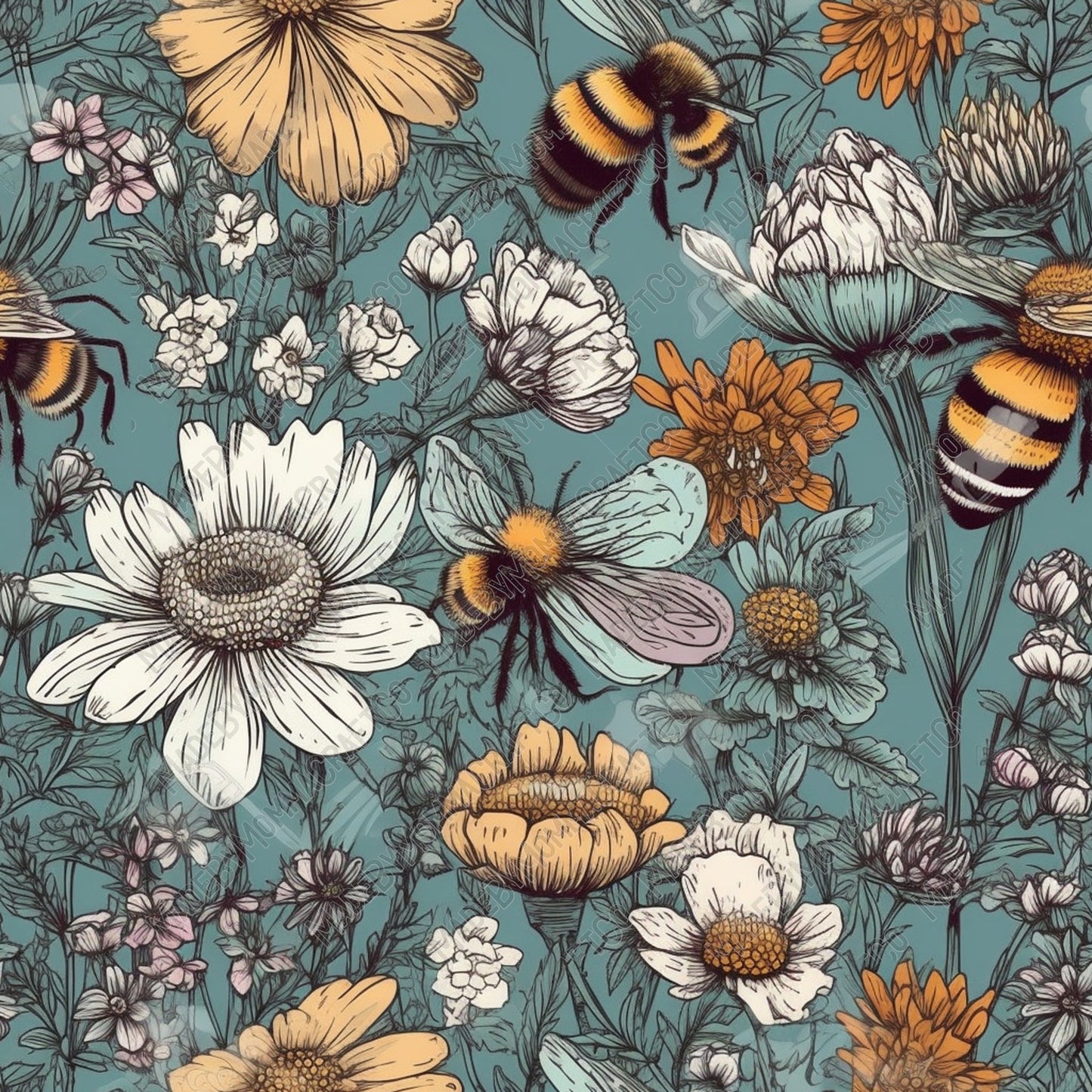 Bee Patterns 02 - Vinyl Or Waterslide Seamless Wrap