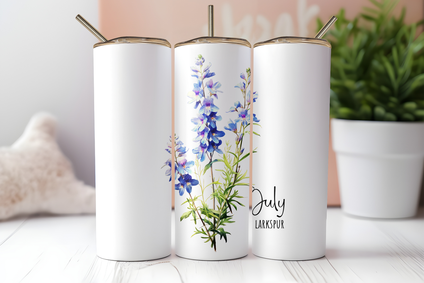 Birth Month Flower July - Sublimation or Waterslide Wrap - 20oz and 30oz