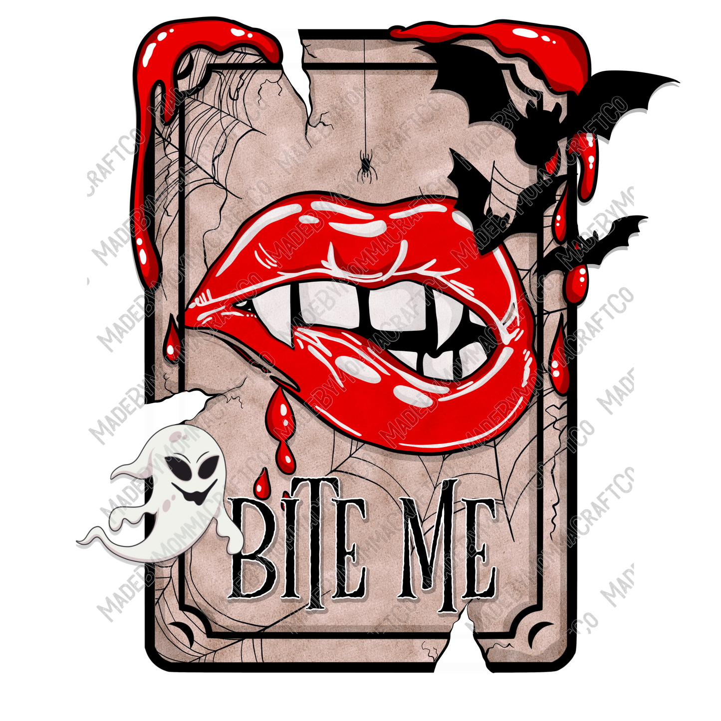 Bite Me Card - Halloween - Cheat Clear Waterslide™ or White Cast Sticker