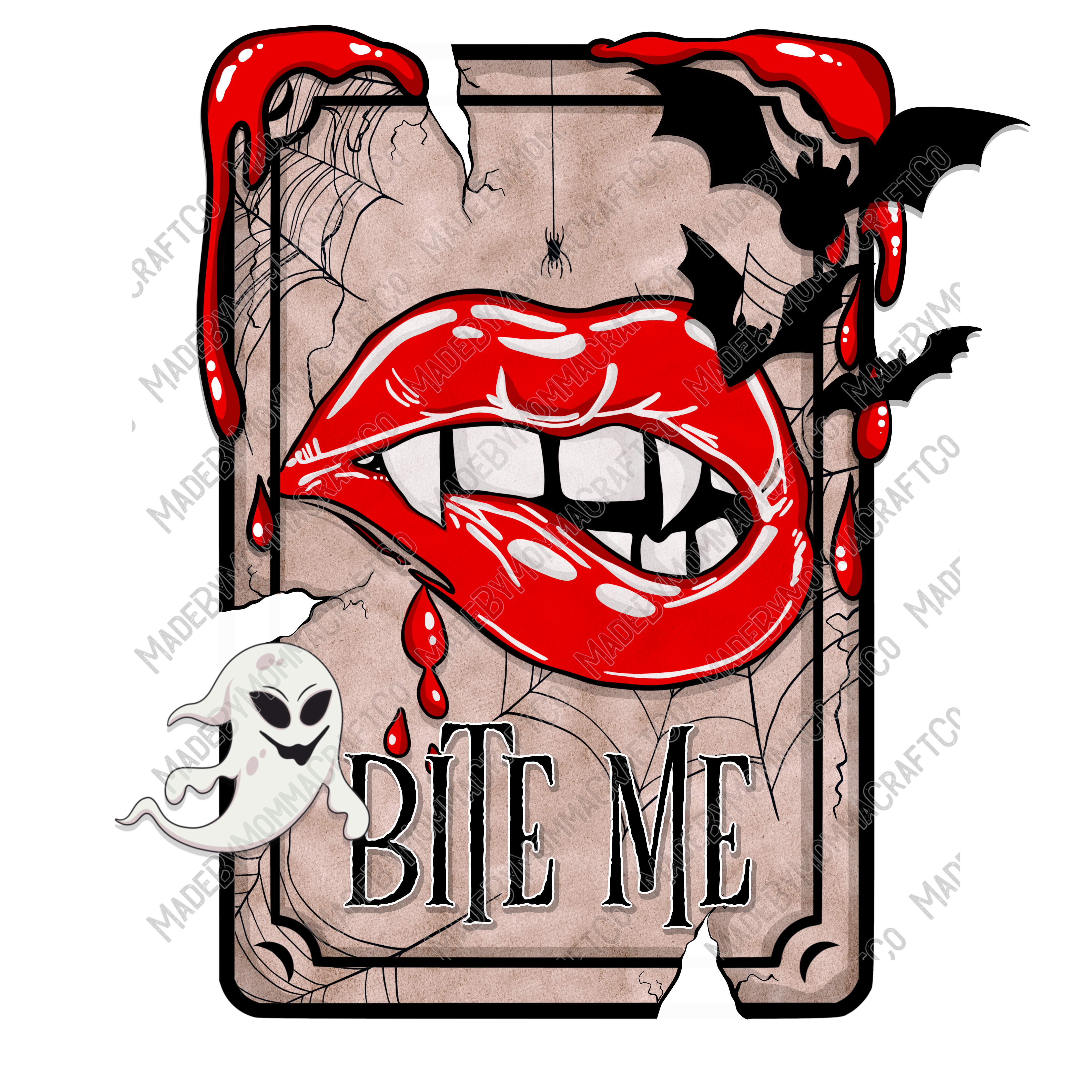Bite Me Card - Halloween - Cheat Clear Waterslide™ or White Cast Sticker
