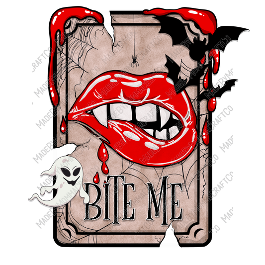 Bite Me Card - Halloween - Cheat Clear Waterslide™ or White Cast Sticker