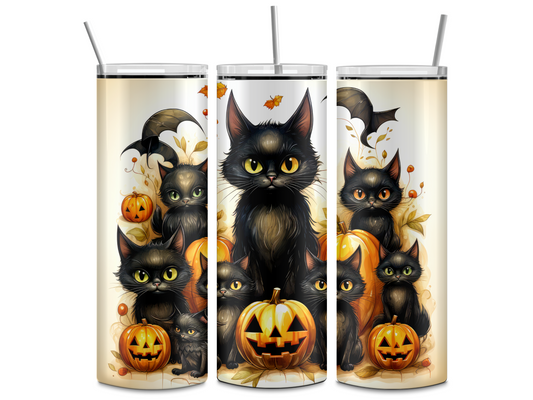 Black Cats - Halloween - Sublimation or Waterslide Wrap - 20oz and 30oz