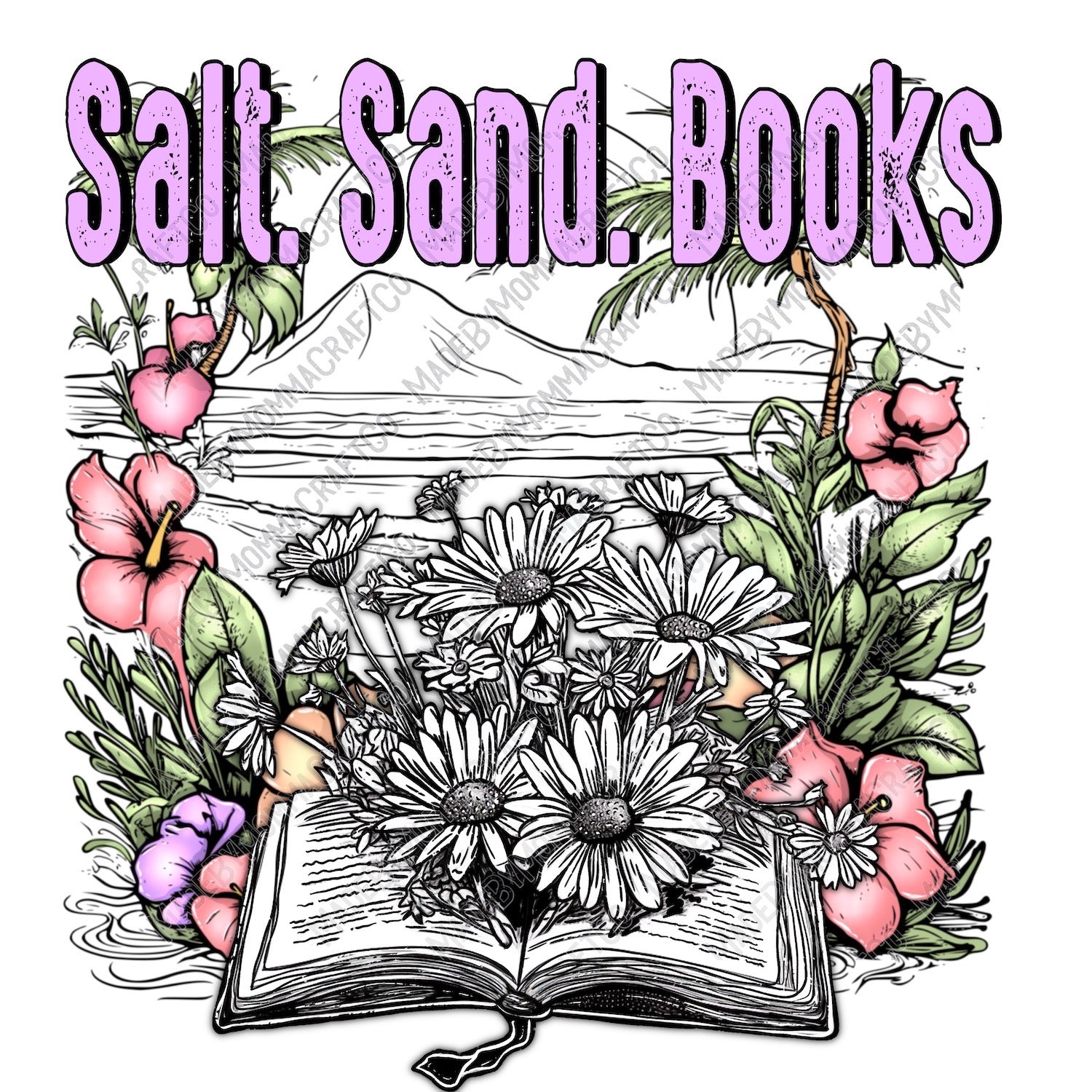 Black And White Books And Flowers - Christmas - Cheat Clear Waterslide™ or White Cast Sticker