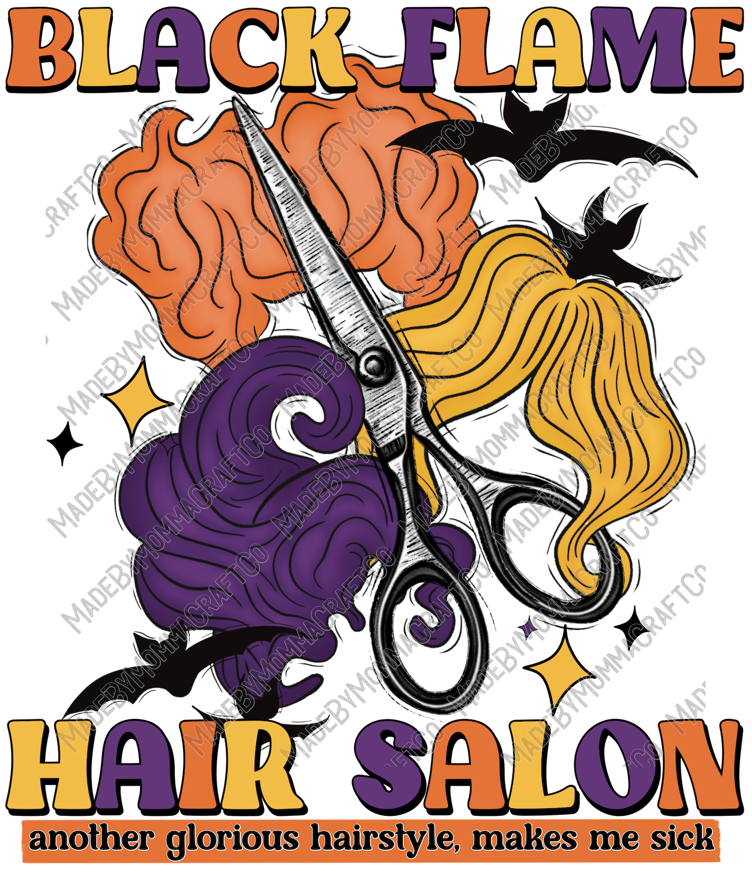 Black Flame Hair Salon Another Glorious Hairstyle Halloween- Cheat Clear Waterslide™ or White Cast Sticker