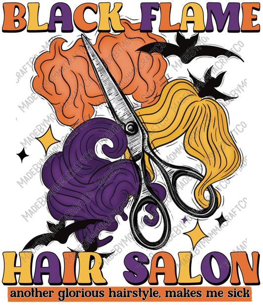 Black Flame Hair Salon Another Glorious Hairstyle Halloween- Cheat Clear Waterslide™ or White Cast Sticker