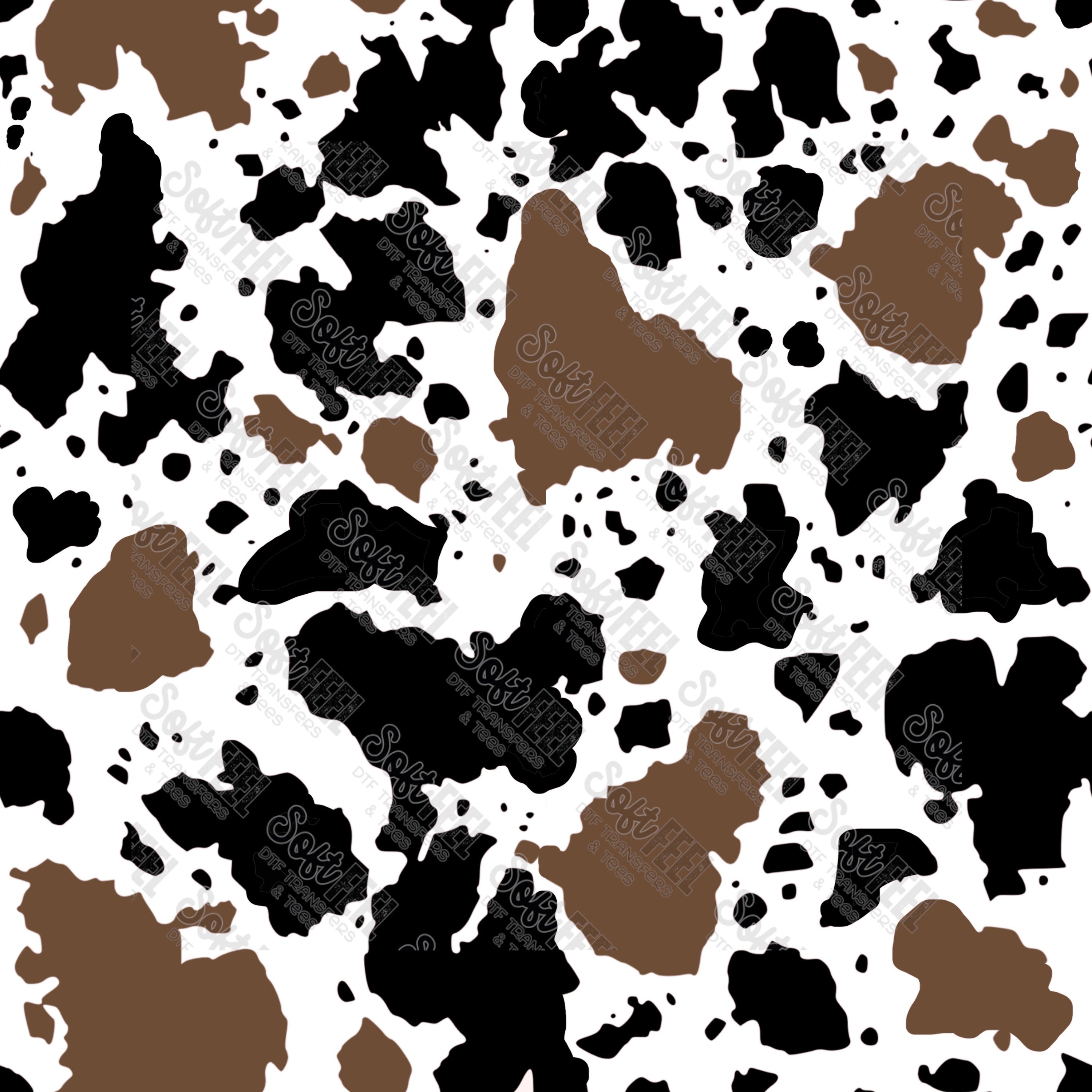 Black and Brown Cow Print - Patches &amp; Patterns - Direct To Film Transfer / DTF - Heat Press Clothing Transfer
