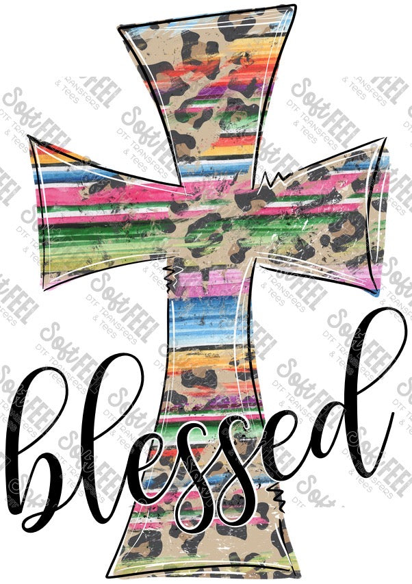 Blessed Cross - Christian - Direct To Film Transfer / DTF - Heat Press Clothing Transfe