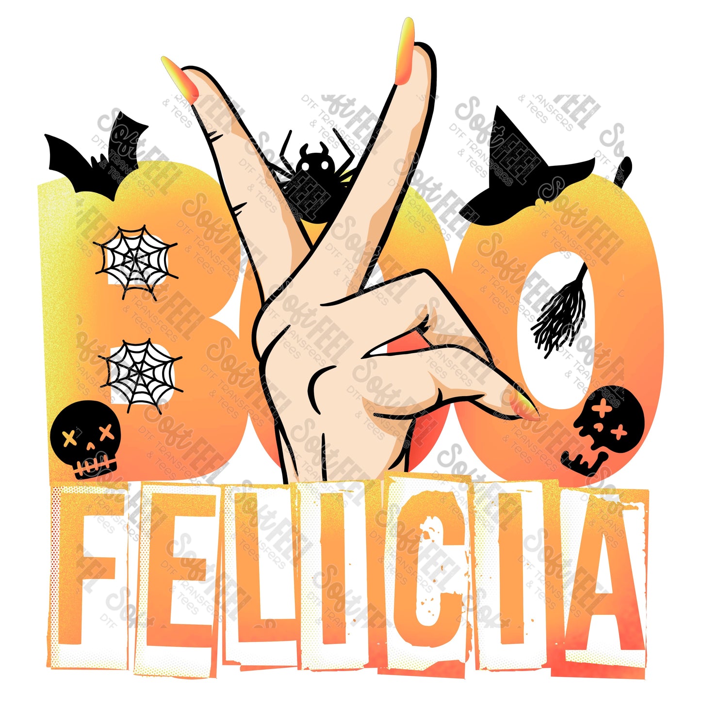 Boo Felicia Orange - Halloween / Horror / Snarky / Humor - Direct To Film Transfer / DTF - Heat Press Clothing Transfer