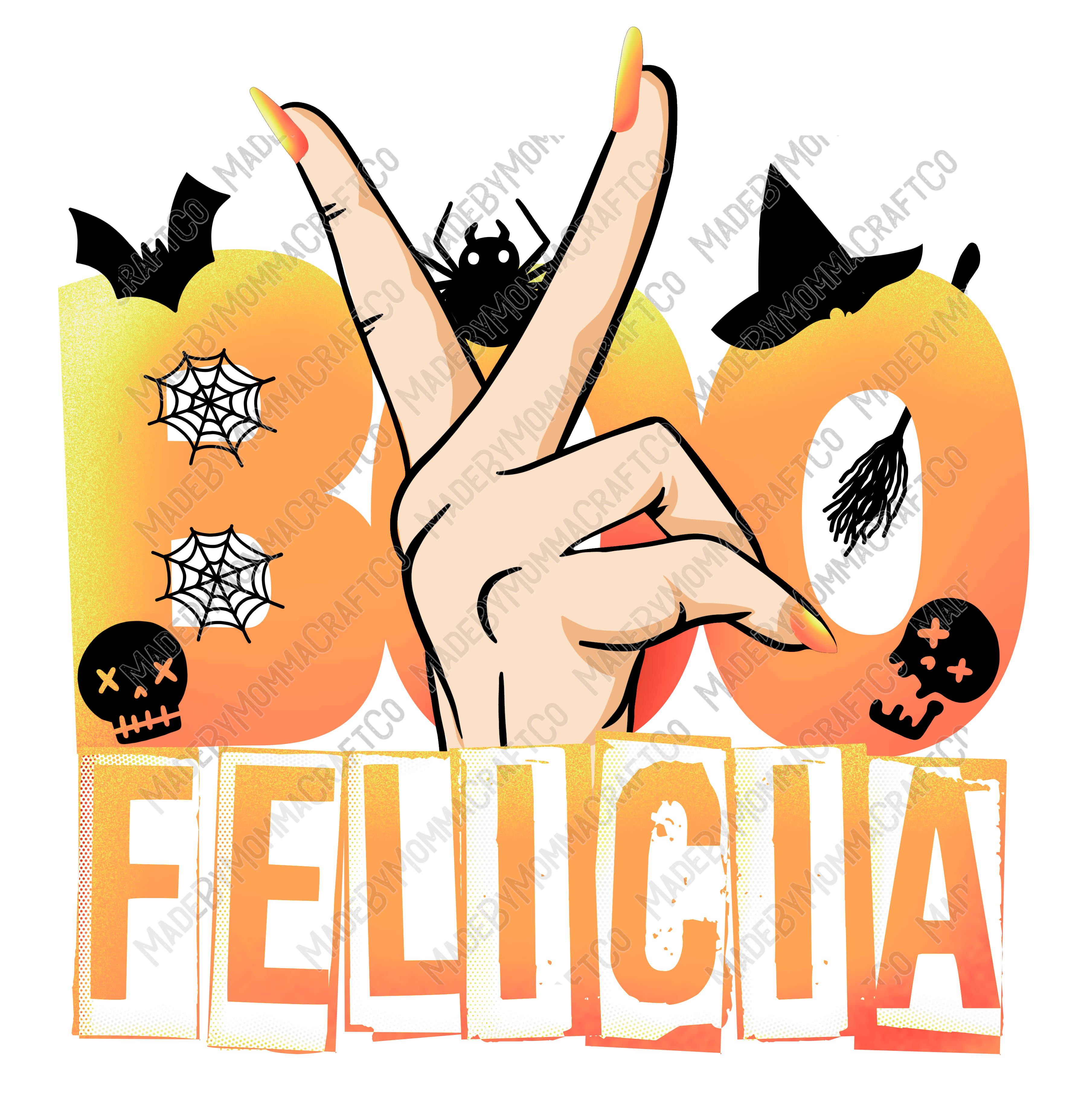 Boo Felicia Orange - Fall / Halloween - Cheat Clear Waterslide™ or White Cast Sticker