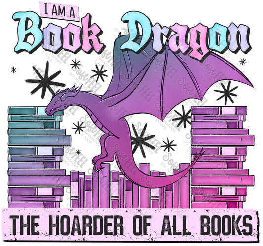 Book Dragon Hoarder of All Books - Books - Direct To Film Transfer / DTF - Heat Press Clothing Transfer