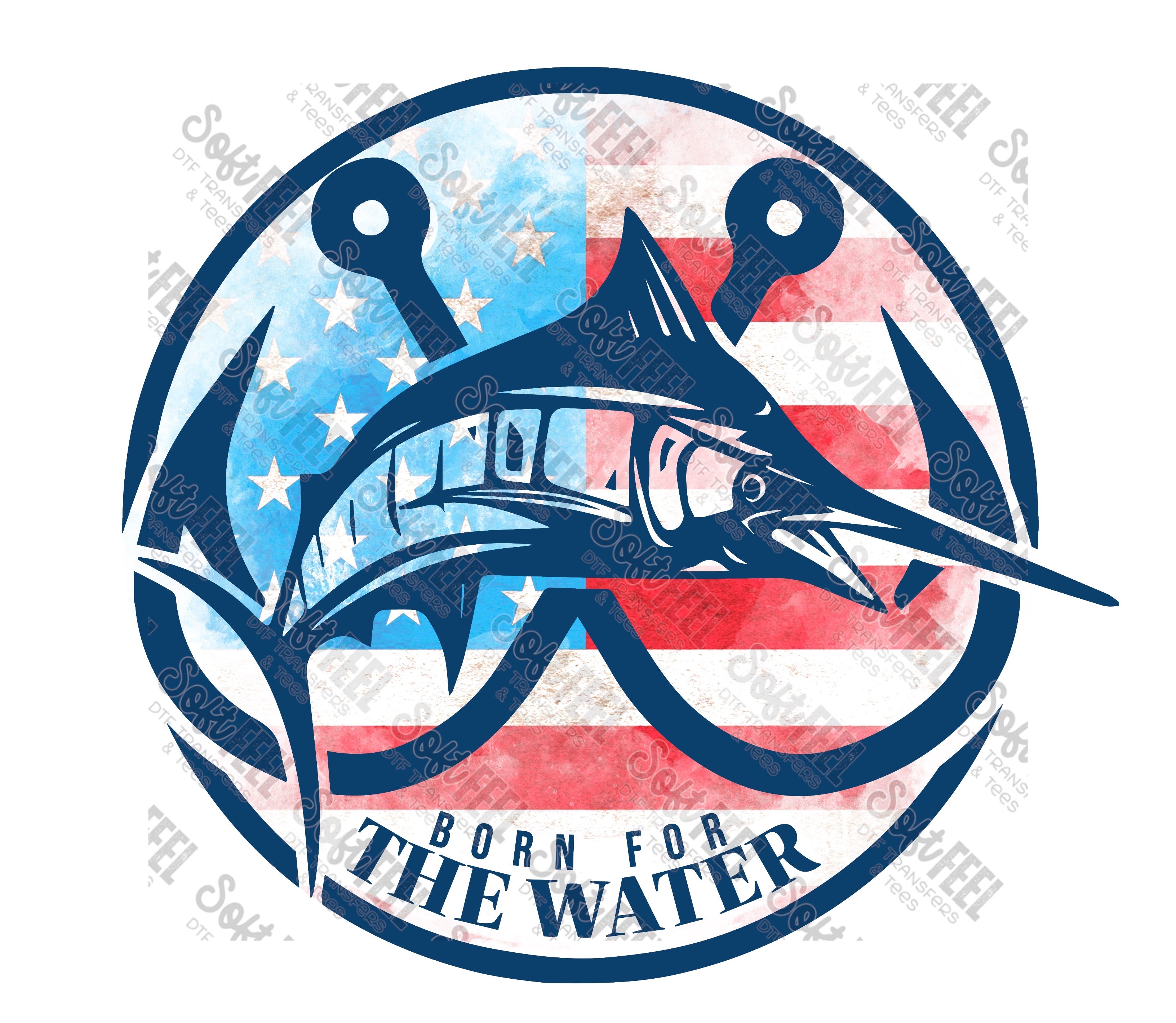 Born For The Water 5 - Fishing - Direct To Film Transfer / DTF - Heat Press Clothing Transfer