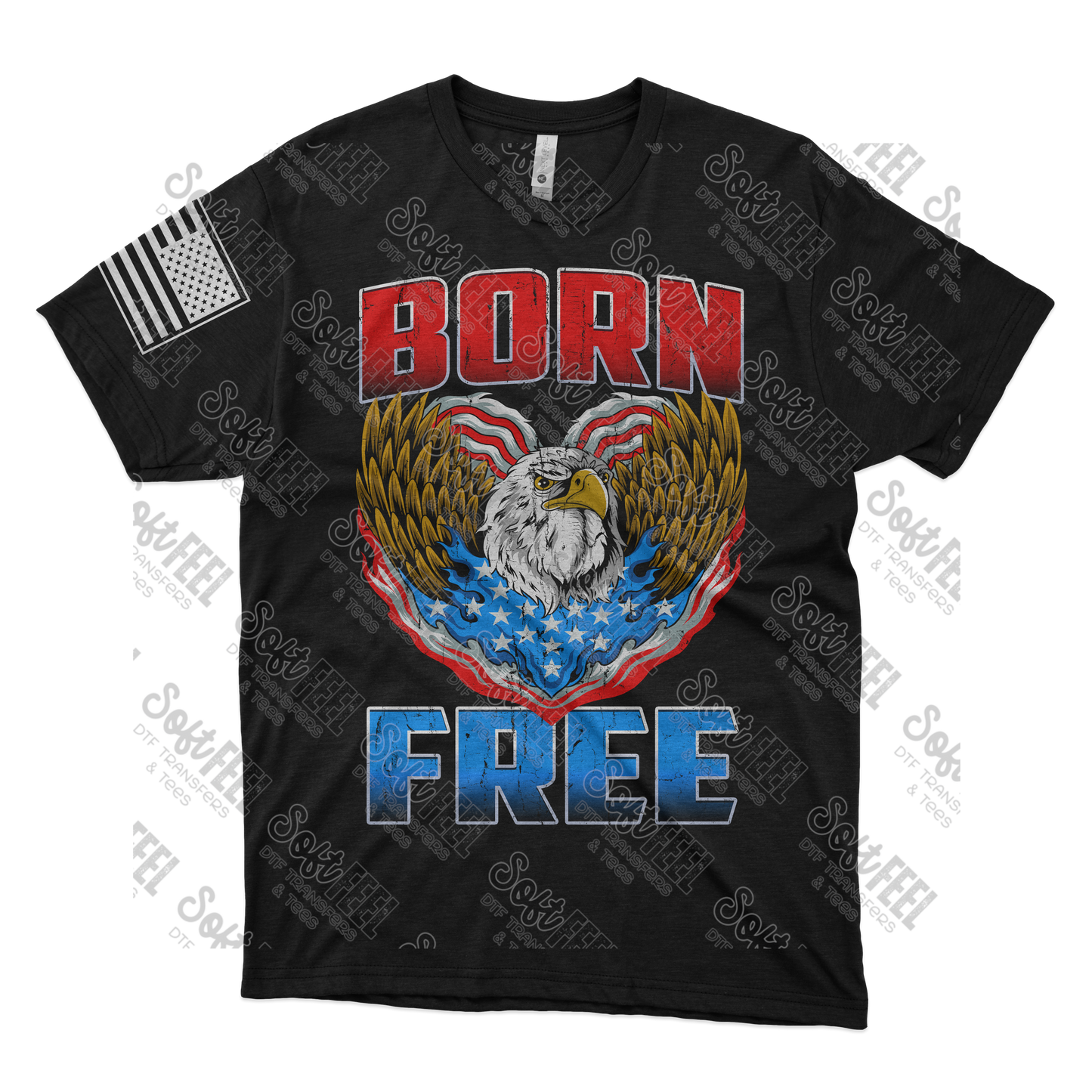 Born Free - Men's / Patriotic - Direct To Film Transfer / DTF - Heat Press Clothing Transfer