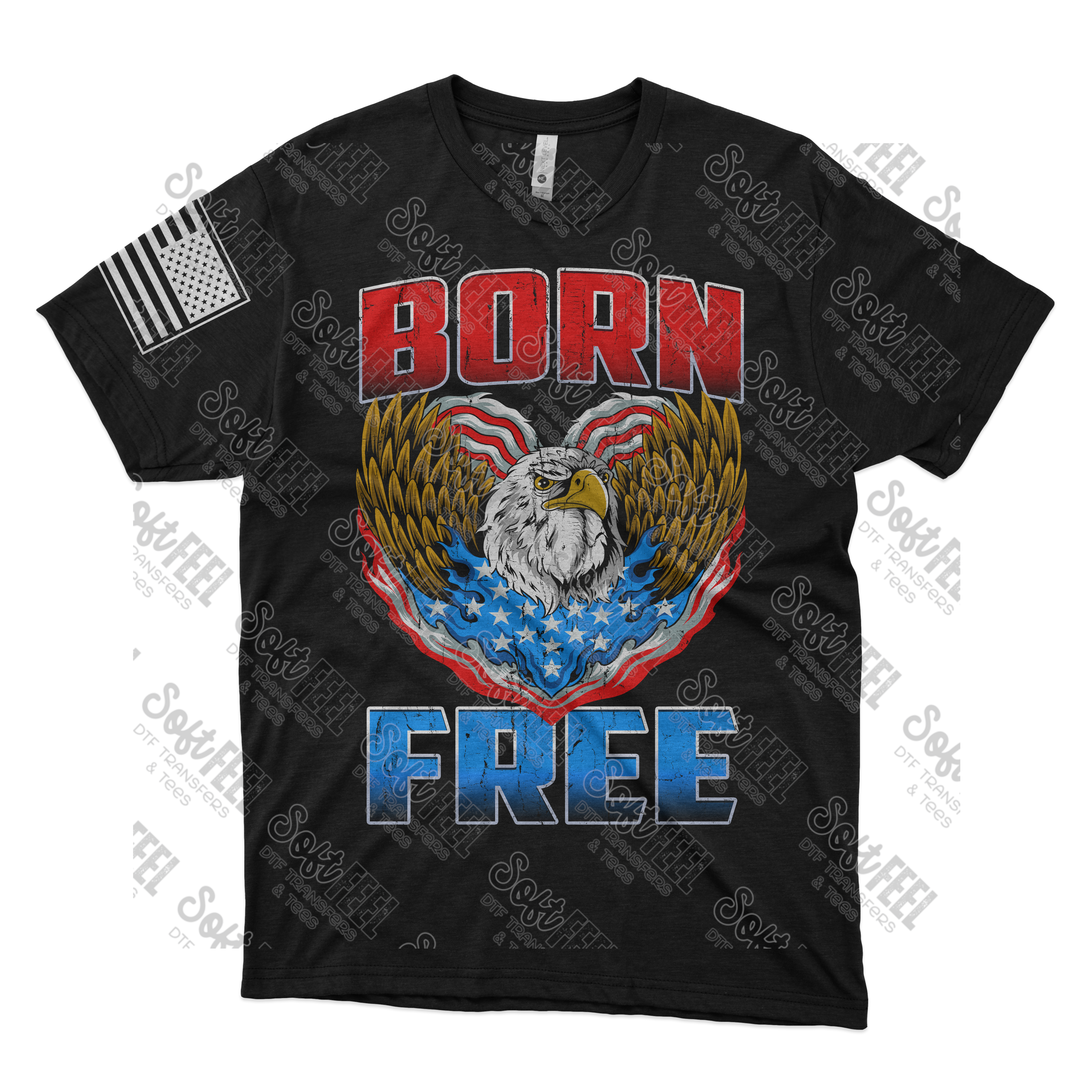 Born Free - Men&#39;s / Patriotic - Direct To Film Transfer / DTF - Heat Press Clothing Transfer