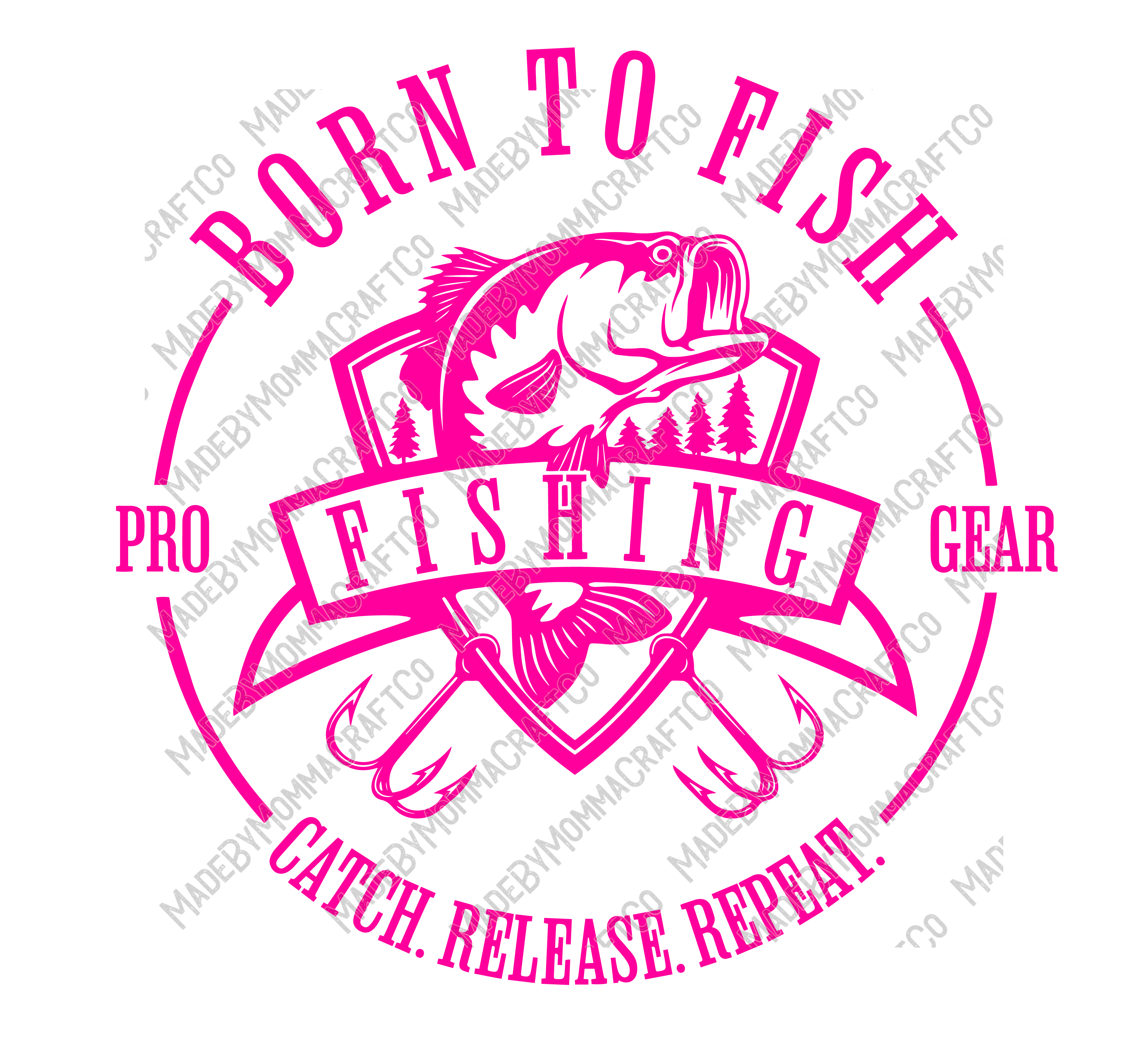 Pink Born to Fish - Country Western - Cheat Clear Waterslide™ or White Cast Sticker