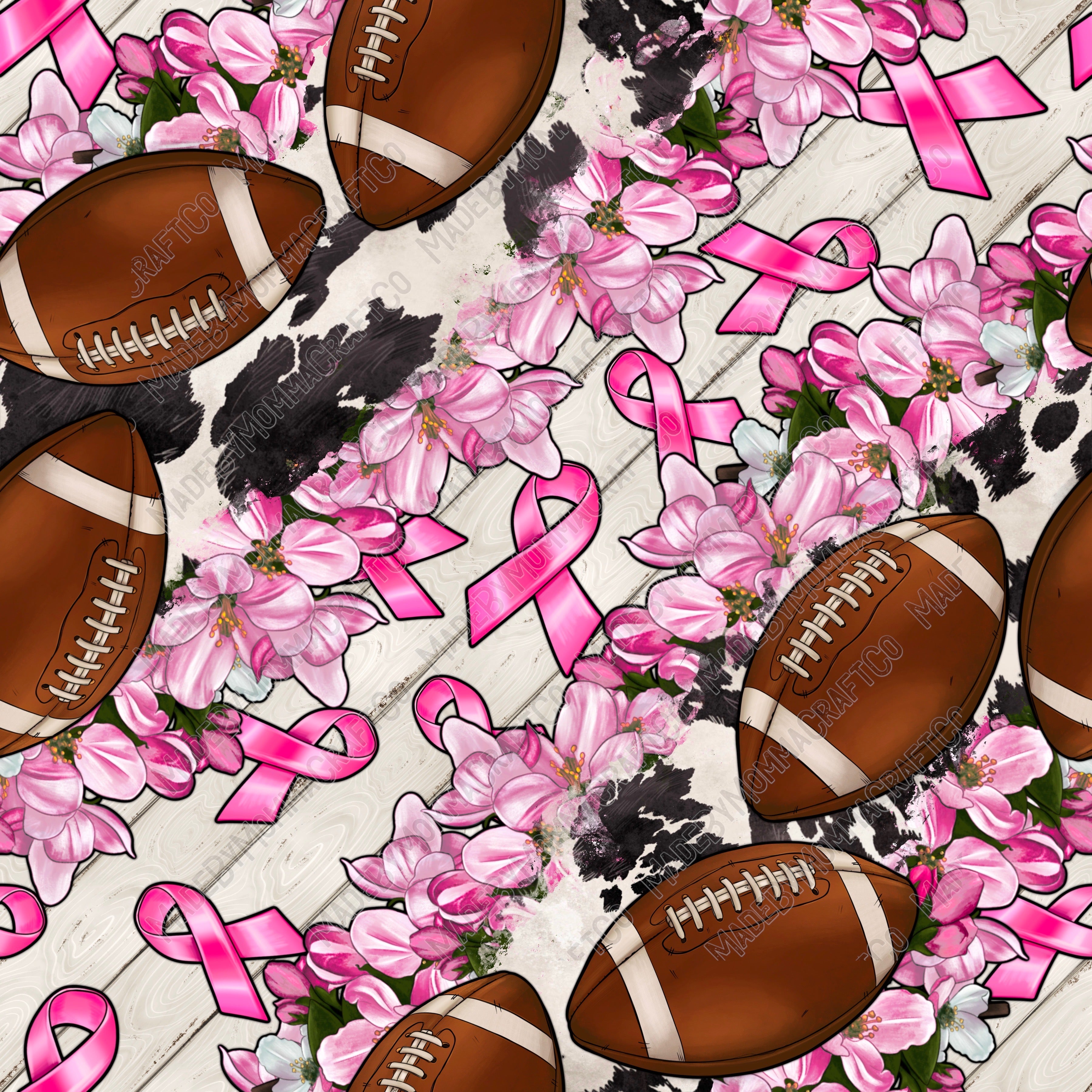 Breast Cancer Awareness and American Football - Vinyl Or Waterslide Seamless Wrap