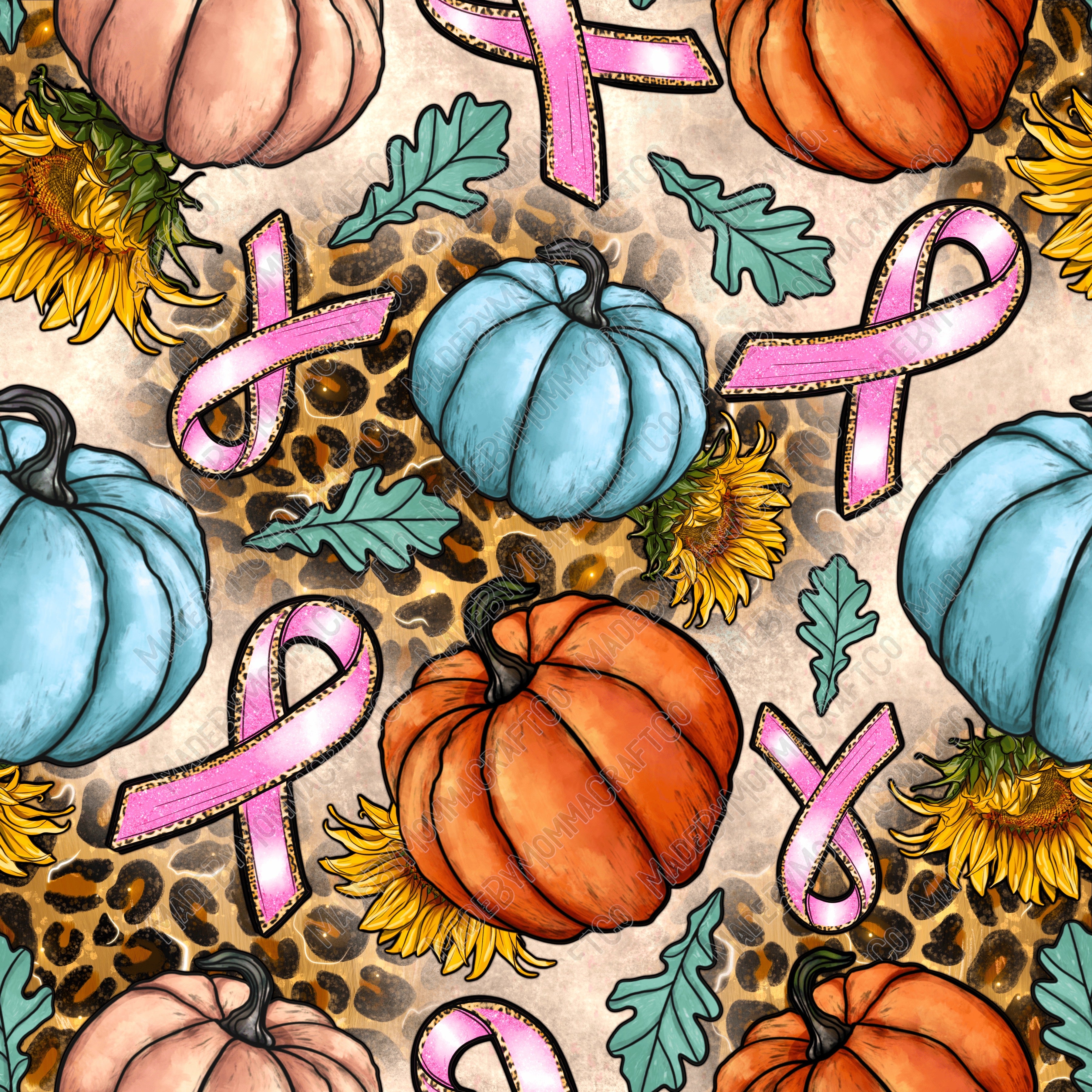 Breast Cancer Awareness with Pumpkin - Vinyl Or Waterslide Seamless Wrap