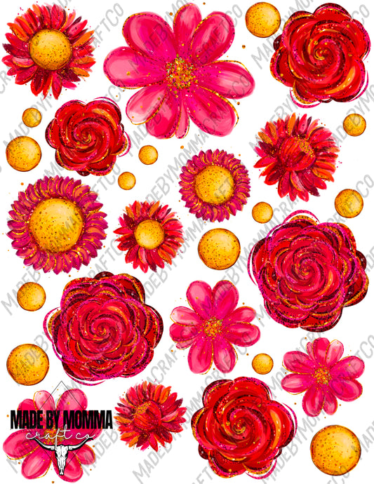 Bight Pinks And Yellows Floral Sheet - Cheat Clear Waterslide ™ or Sticker Themed Sheet  Elements Sheet