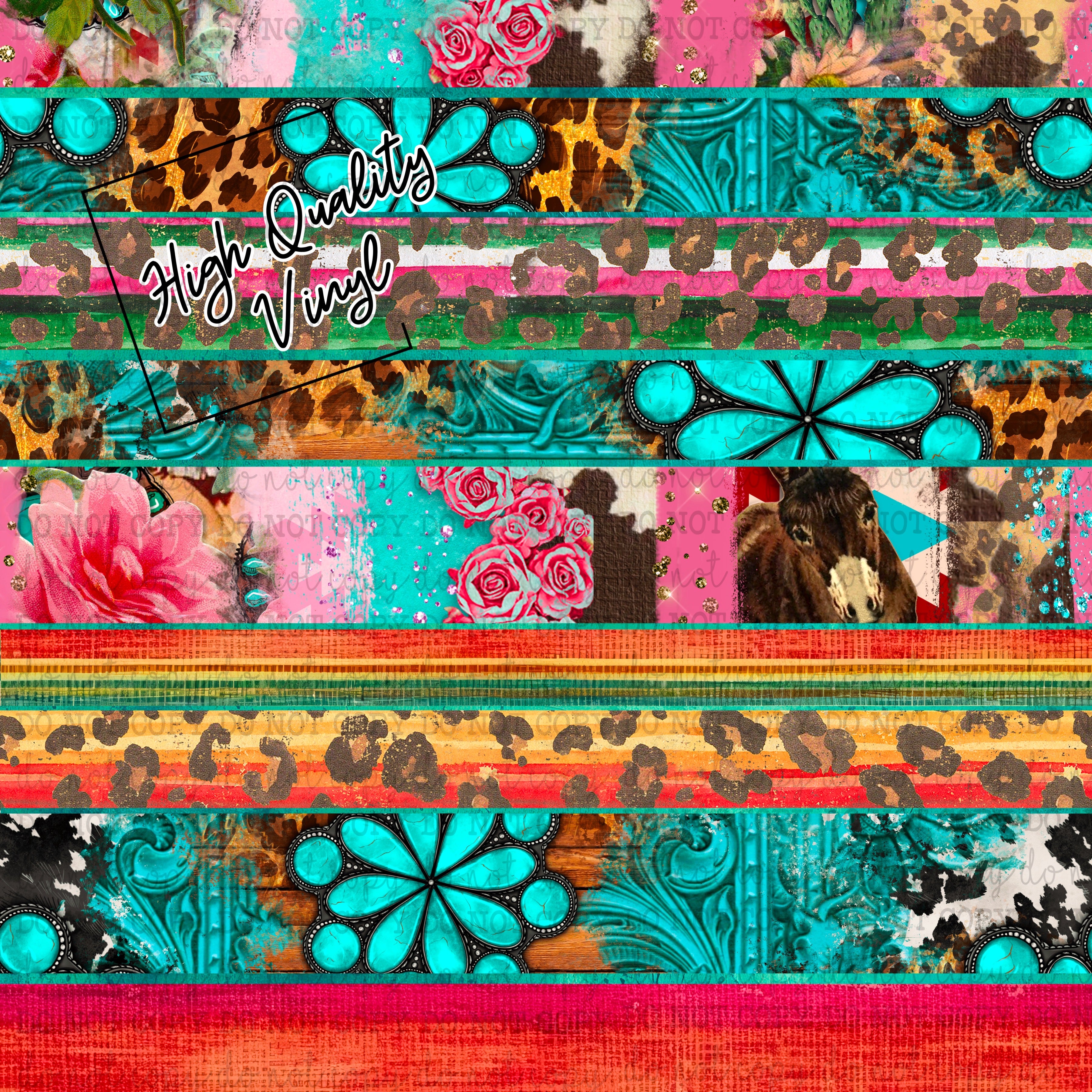 Bright Turquoise Serape Wood Mashup  - Vinyl Or Waterslide Seamless Wrap