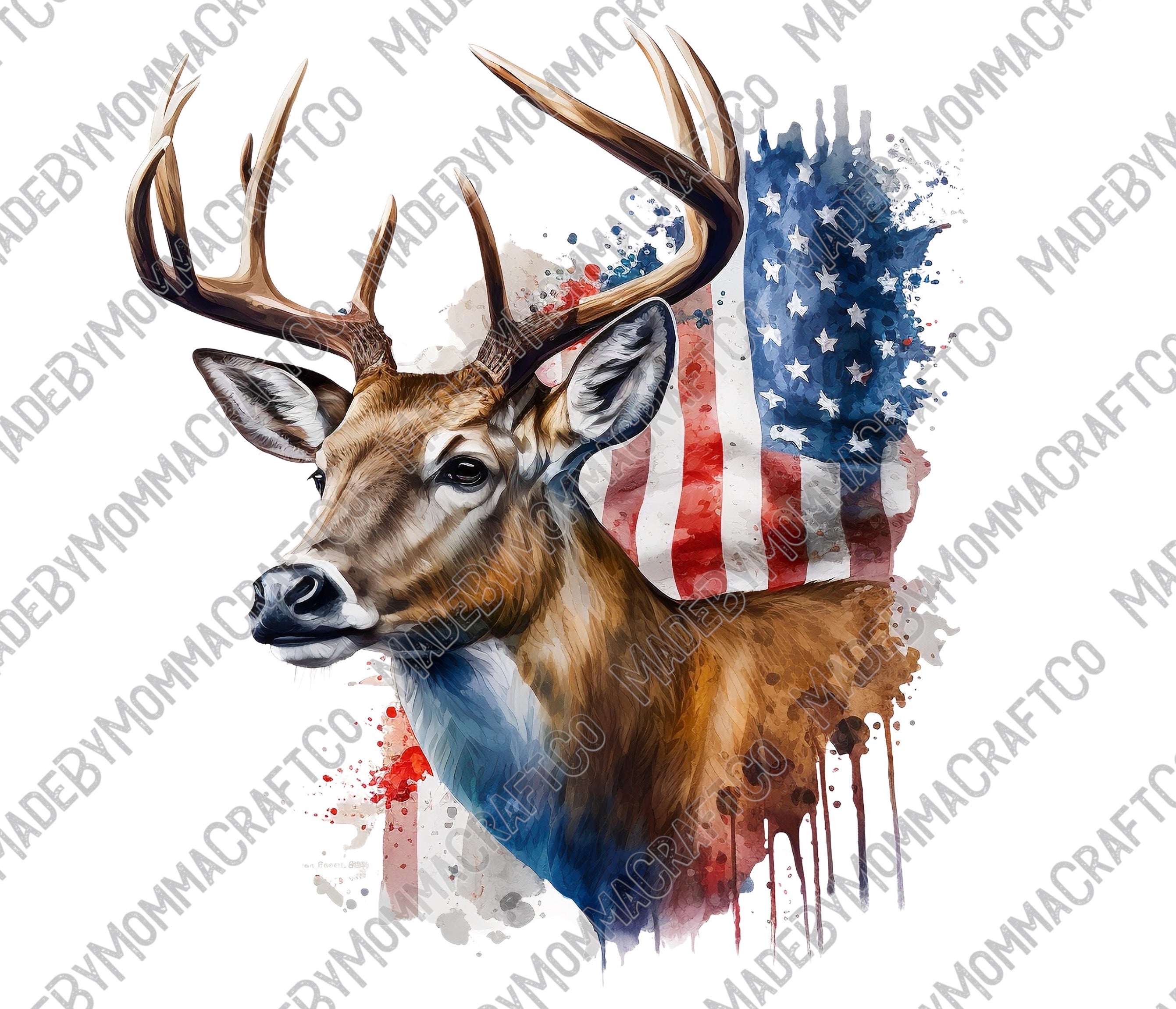 Buck American Flag - Deer Hunting - Country Western - Cheat Clear Waterslide™ or White Cast Sticker