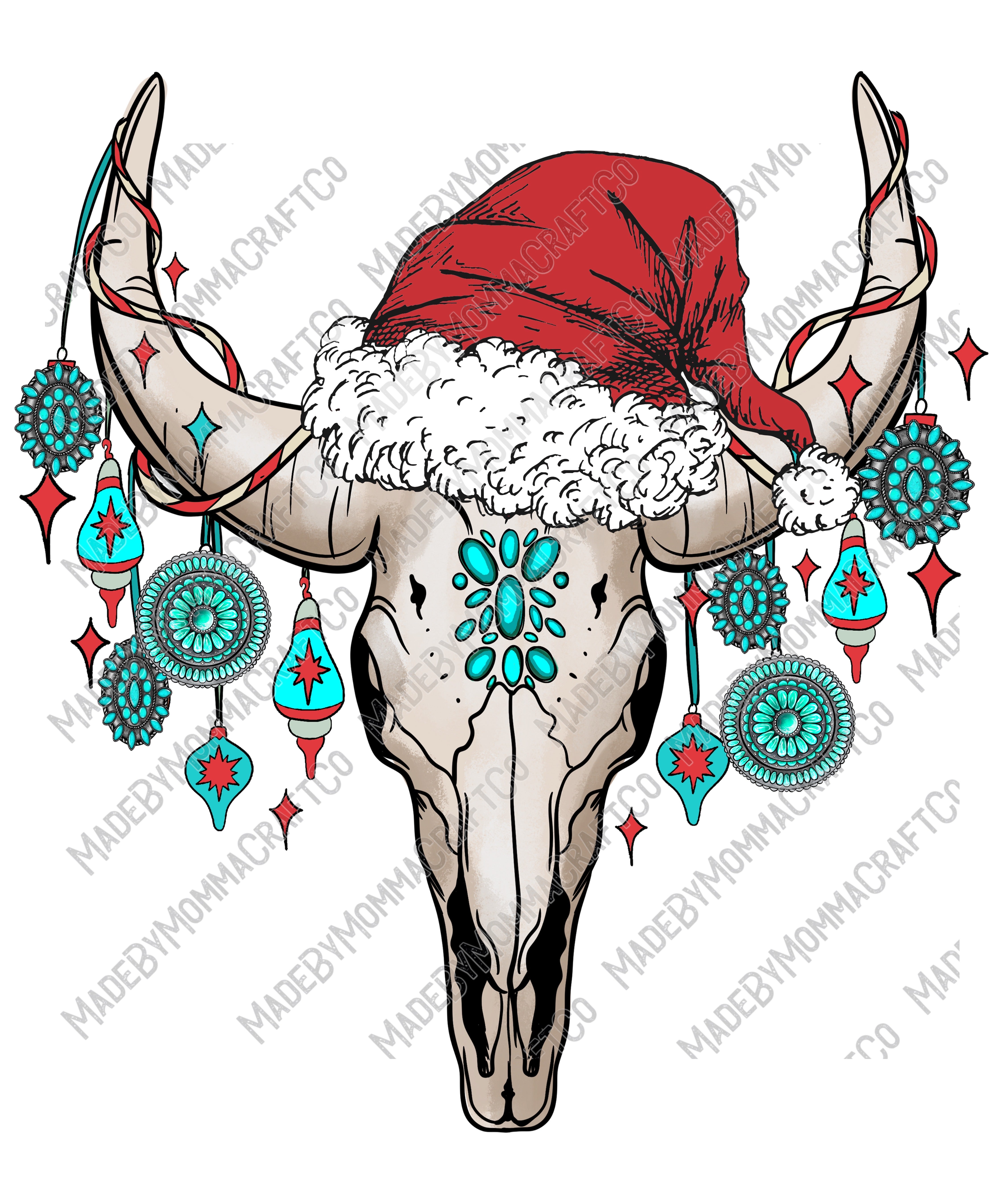 Bull Christmas 2 - Christmas - Cheat Clear Waterslide™ or UV DTF Stick ...