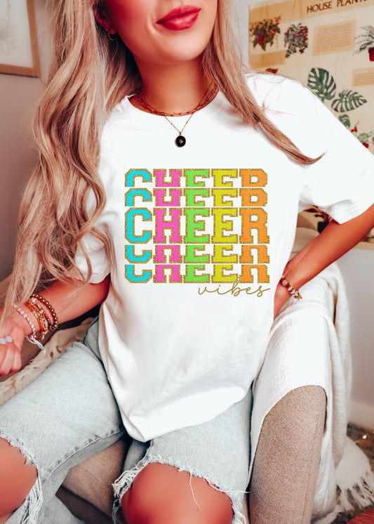 Cheer Vibes -Women's/Youth/Sports - Direct To Film Transfer / DTF - Heat Press Clothing Transfer