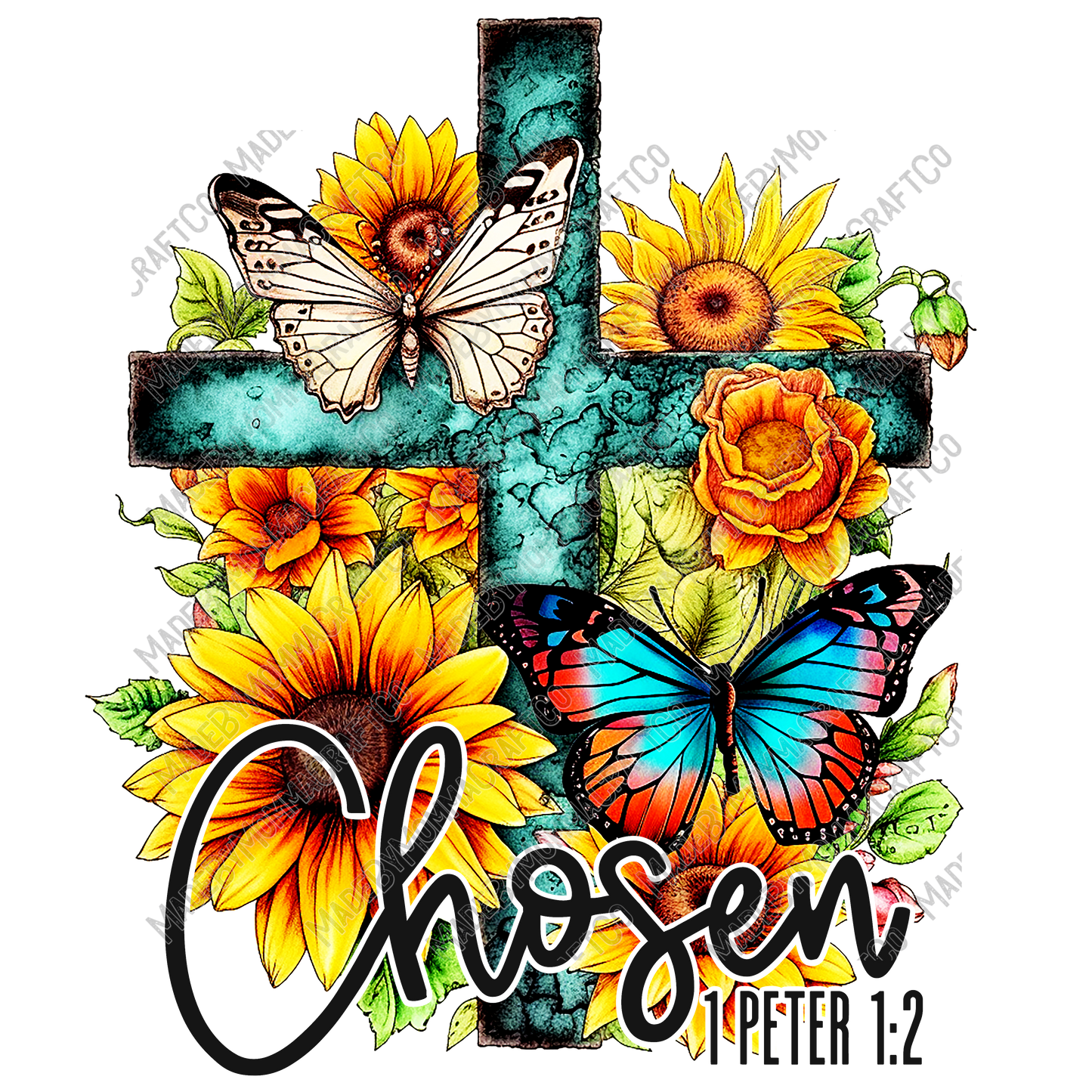 Christian Floral Butterfly Peter - Cheat Clear Waterslide™ or White Cast Sticker