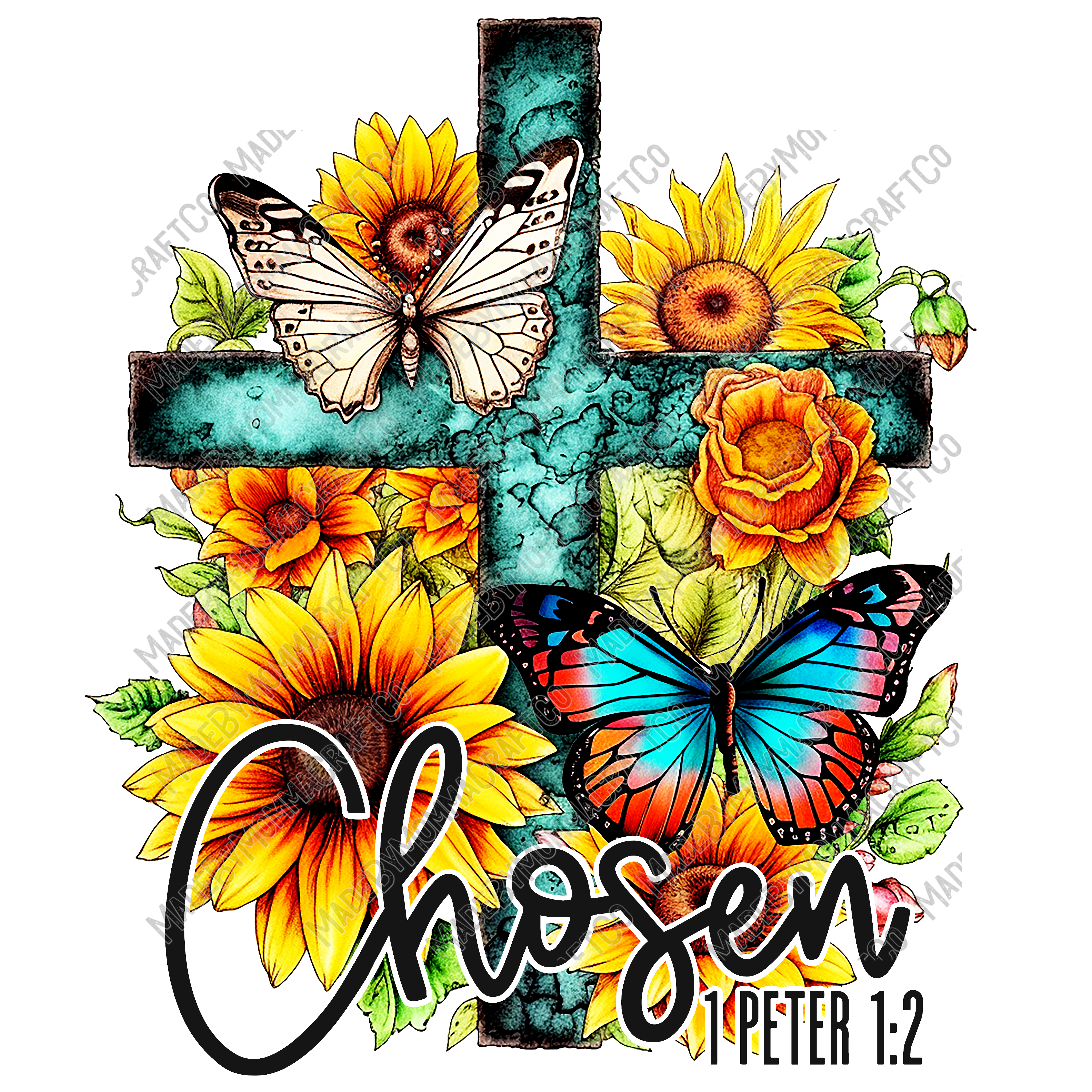 Christian Floral Butterfly Peter - Cheat Clear Waterslide™ or White Cast Sticker