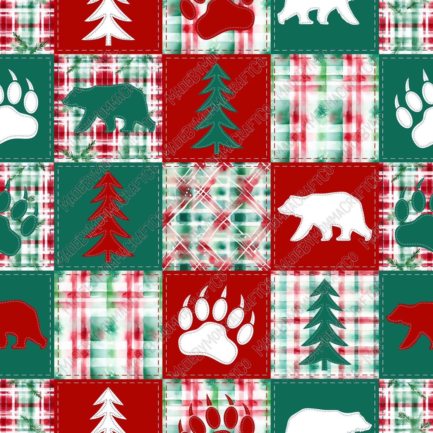 Christmas Patchwork - Vinyl Or Waterslide Seamless Wrap