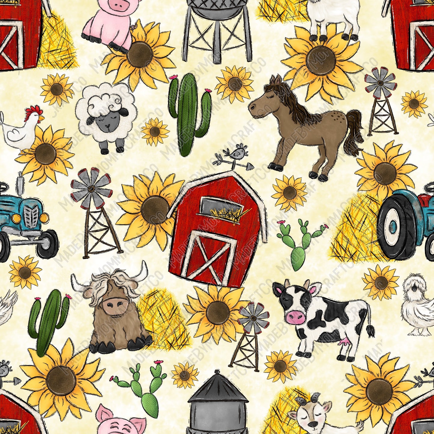 Farm Friends - Vinyl Or Waterslide Seamless Wrap