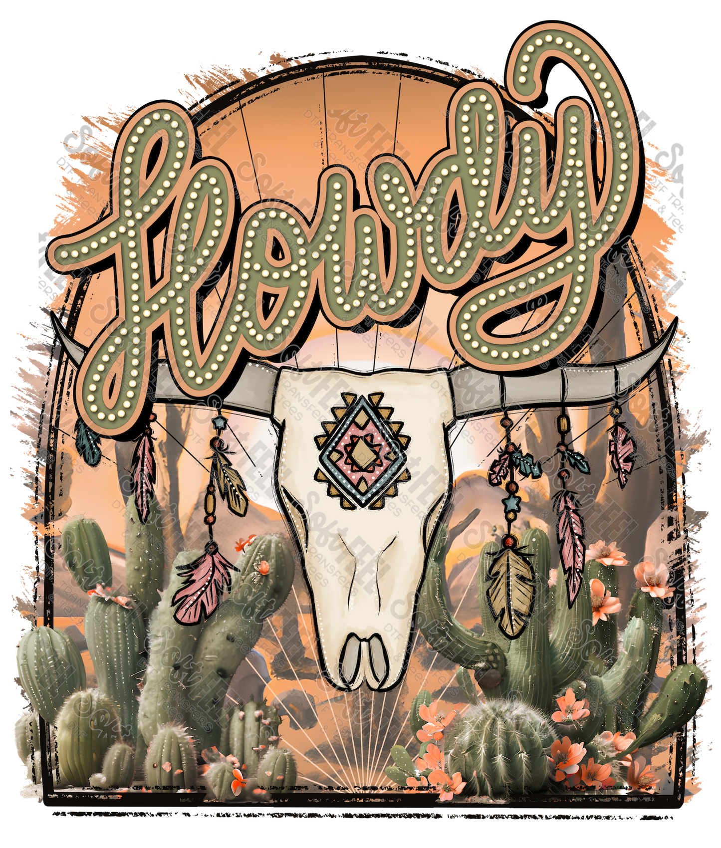 Howdy Skull - Western - Direct To Film Transfer / DTF - Heat Press Clothing Transfer