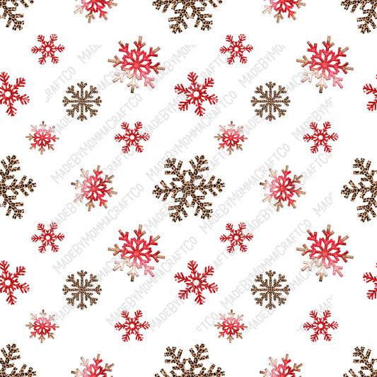 Red Leopard Snowflakes Baby Its Cold Outside - Vinyl Or Waterslide Seamless Wrap