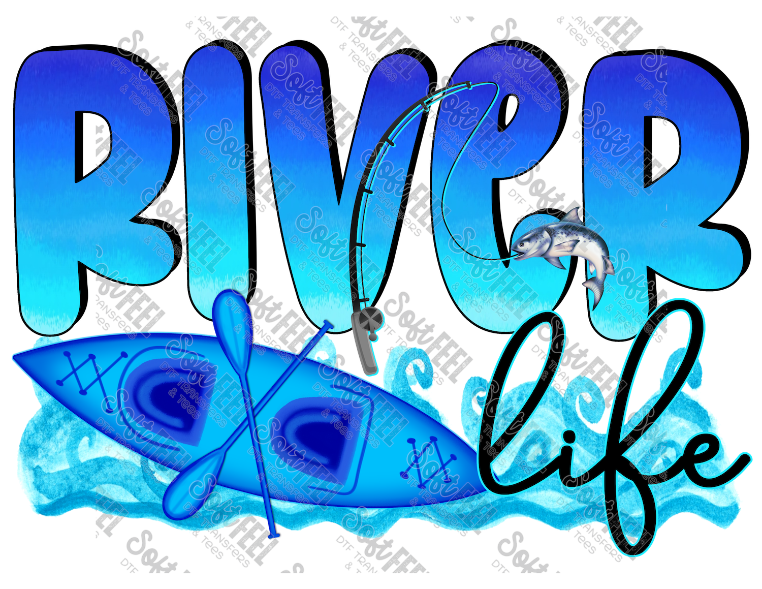 River Life - Summer  - Direct To Film Transfer / DTF - Heat Press Clothing Transfer