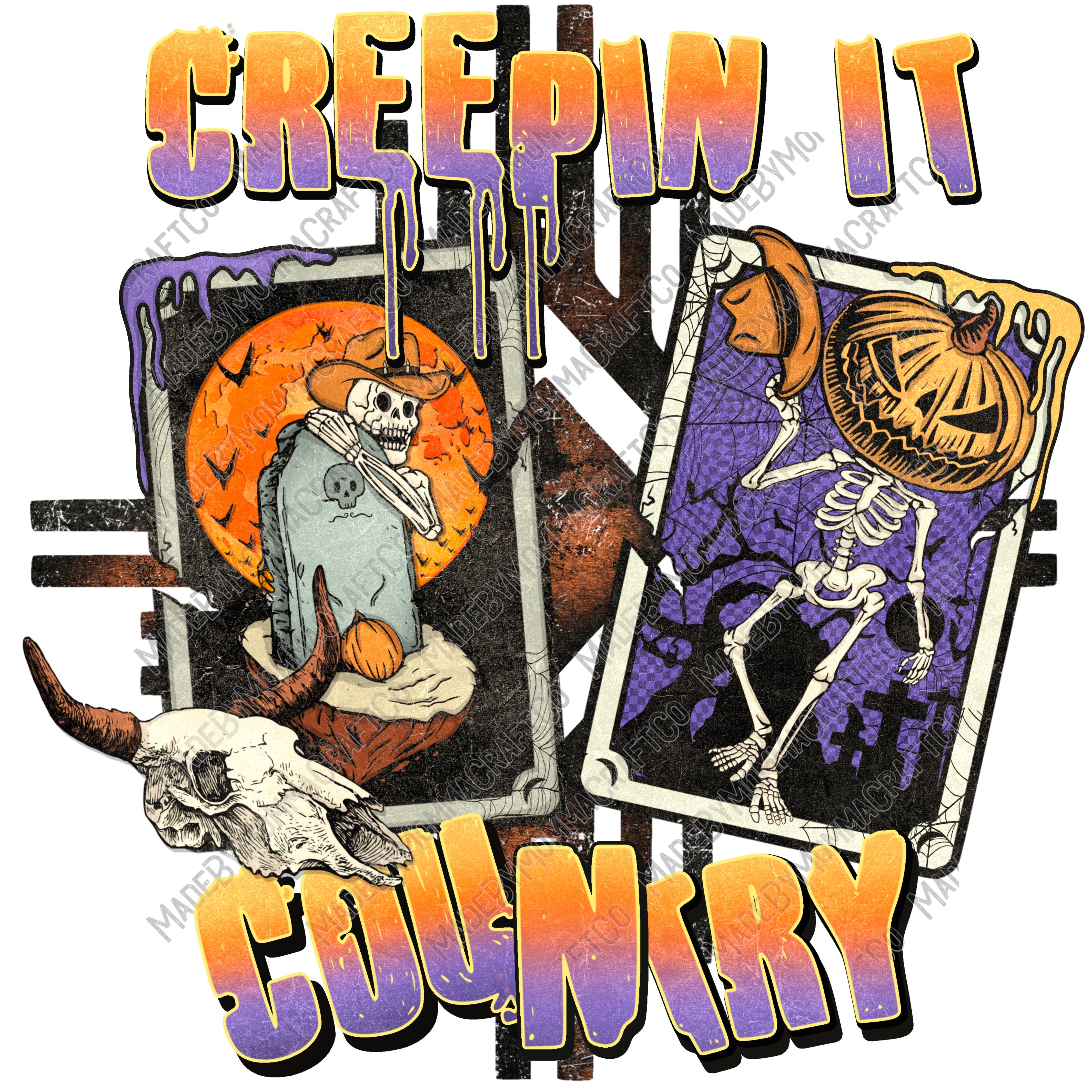 Creepin&#39; It Country - Western / Halloween - Cheat Clear Waterslide™ or White Cast Sticker