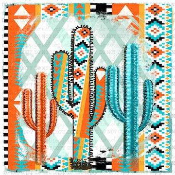 Cactus Aztec Art - Country Western - Cheat Clear Waterslide™ or White Cast Sticker