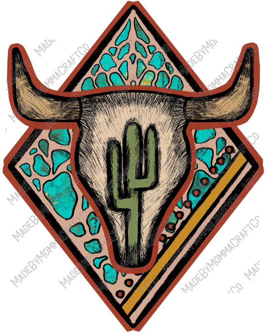 Cactus Steer Head - Country Western - Cheat Clear Waterslide™ or White Cast Sticker