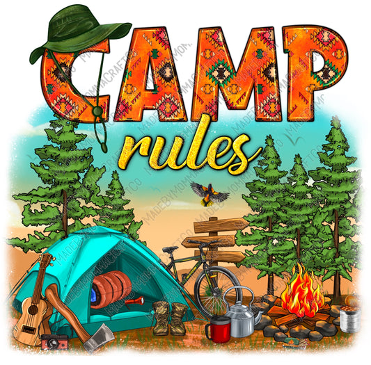 Camp Rules - Camping / Outdoors - Cheat Clear Waterslide™ or White Cast Sticker