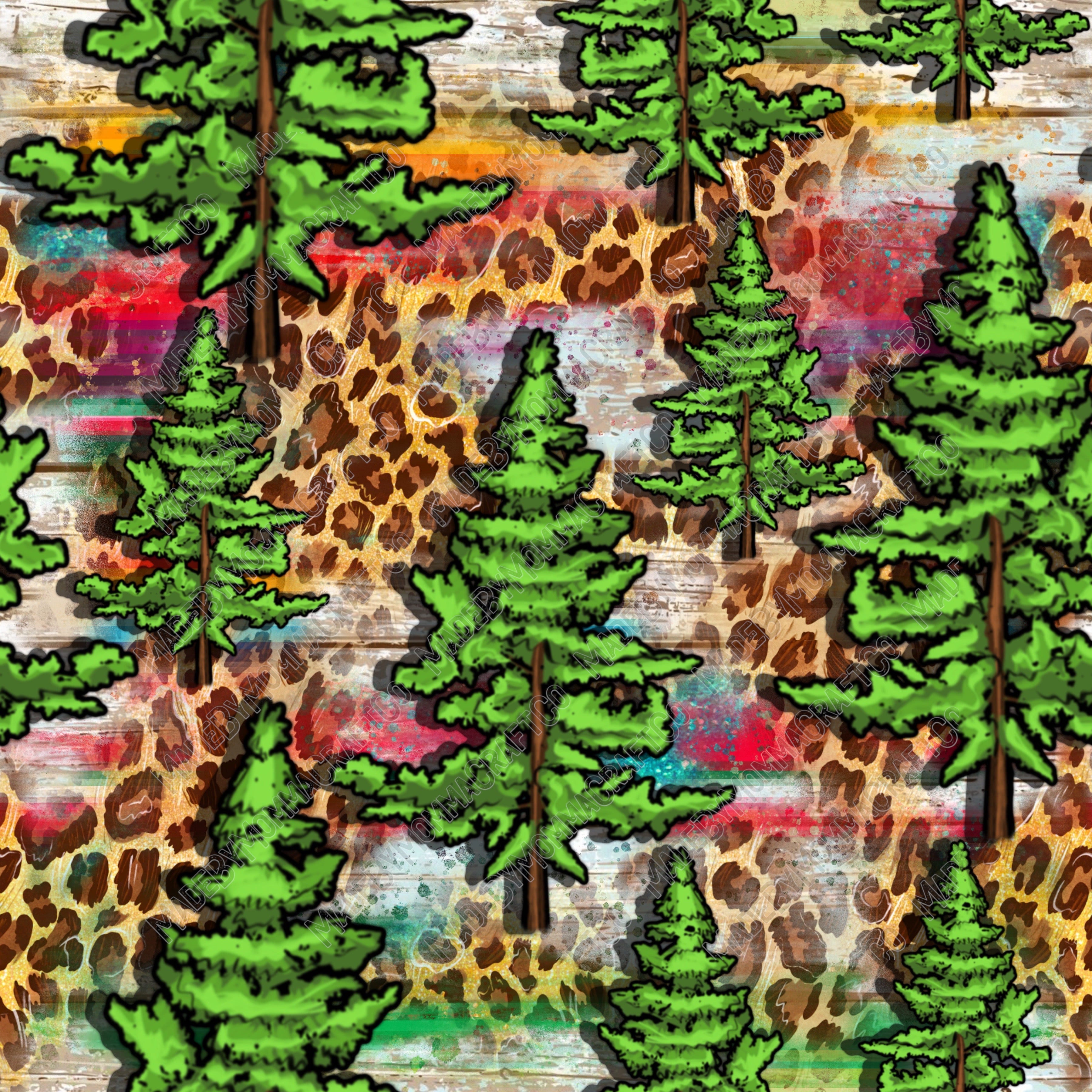 Camping Forest With Leopard And Serape - Vinyl Or Waterslide Seamless Wrap