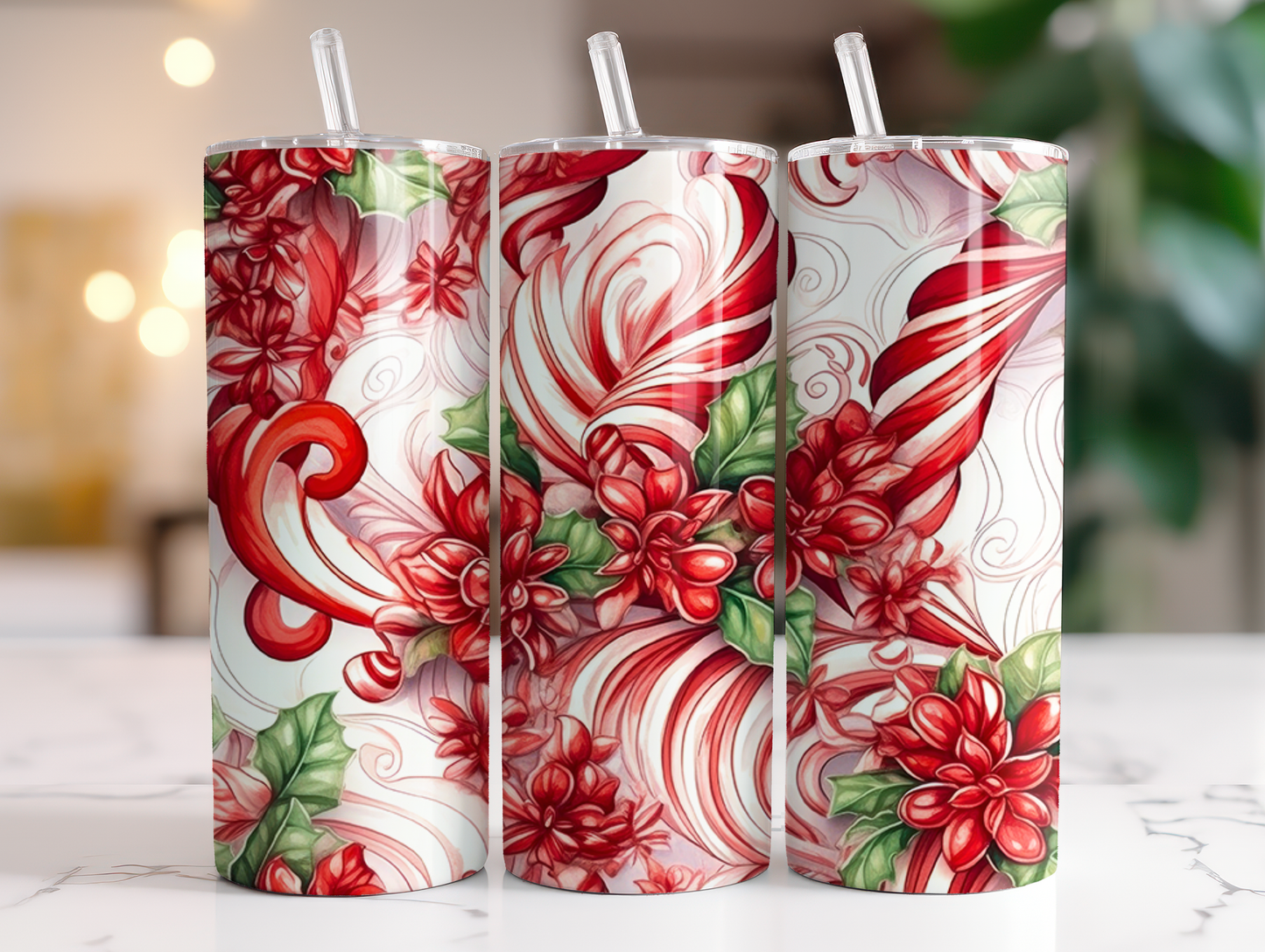 Candy Cane Pattern - Sublimation or Waterslide Wrap - 20oz and 30oz