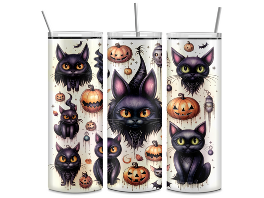 Cats Bats - Halloween - Sublimation or Waterslide Wrap - 20oz and 30oz