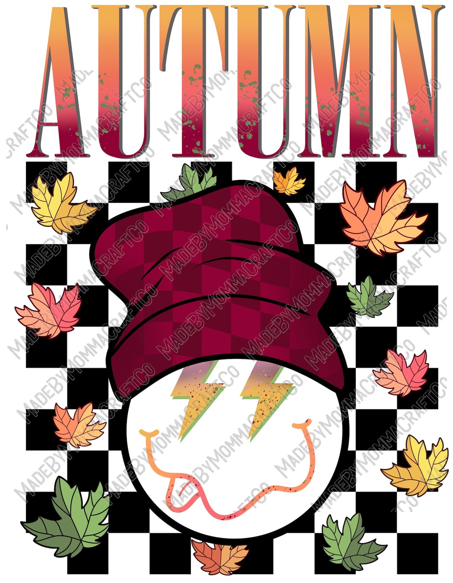 Checked Autumn - Fall - Cheat Clear Waterslide™ or White Cast Sticker