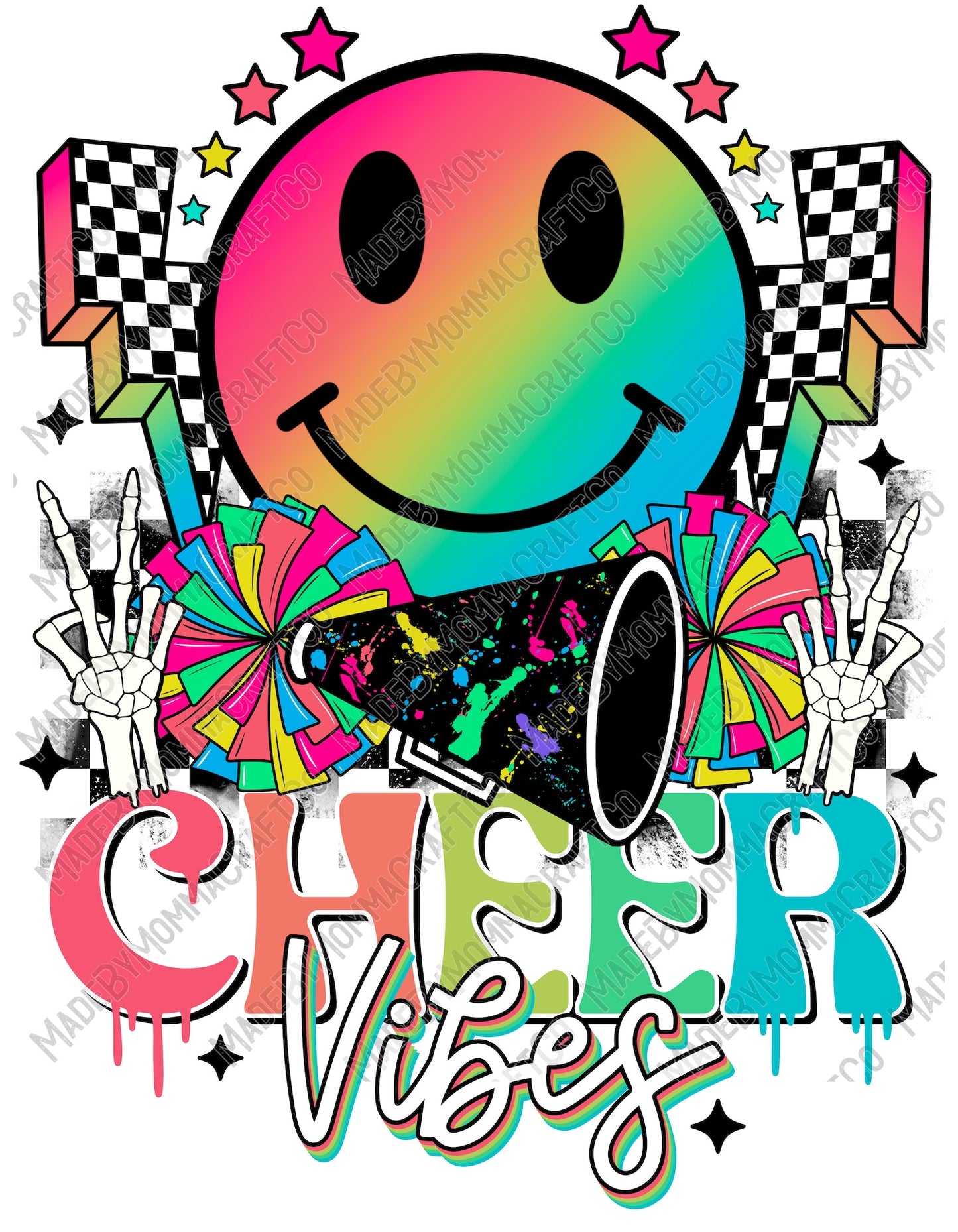 Cheer Vibes Retro Smiley Face - Cheat Clear Waterslide™ or White Cast Sticker