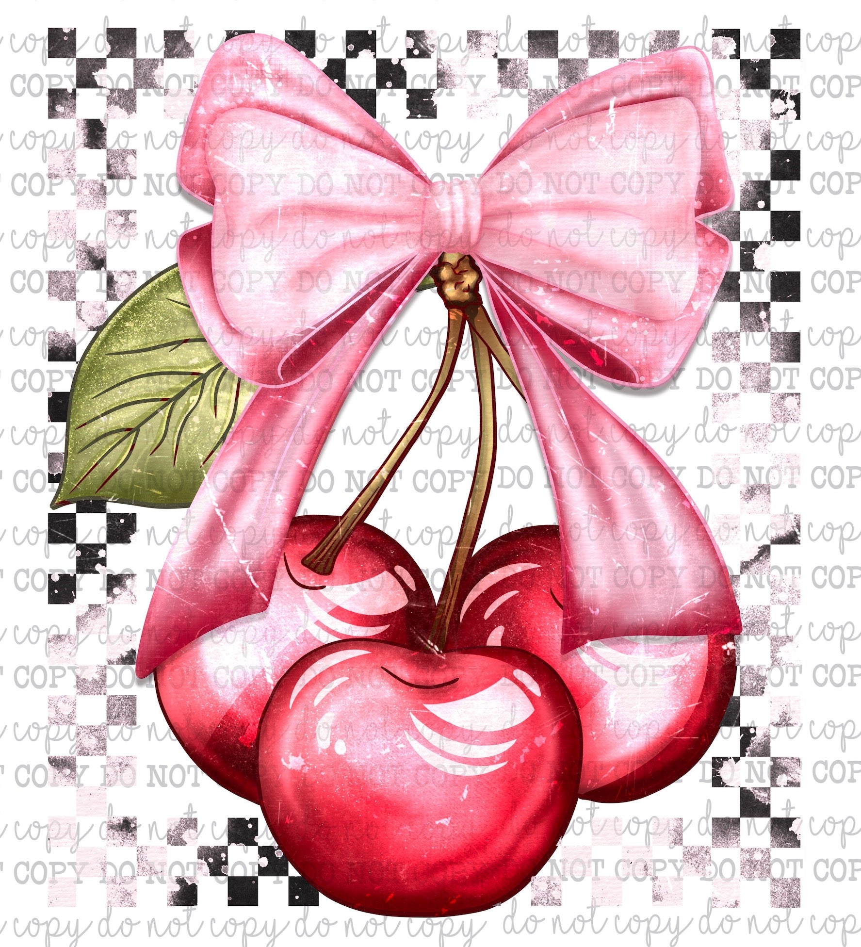 Cherries and Bow - Valentines - Cheat Clear Waterslide™ or White Cast Sticker