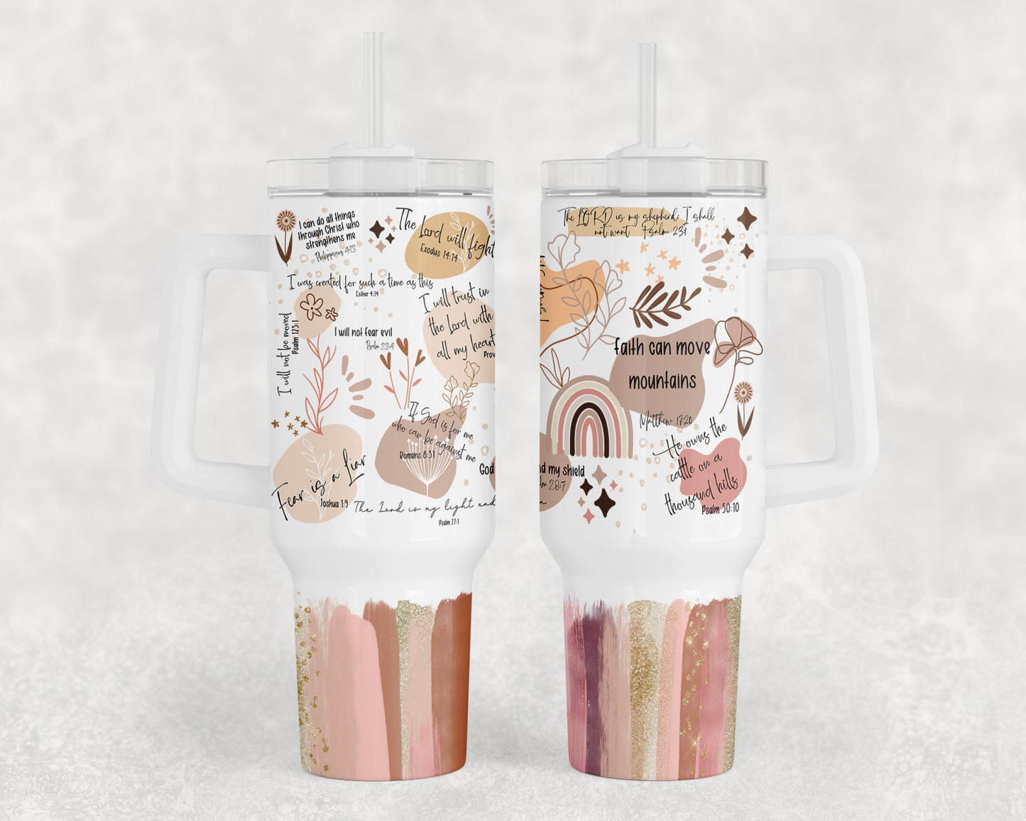 Christian Affirmation - 40oz Handle Tumbler - Sublimation or Waterslide Wrap